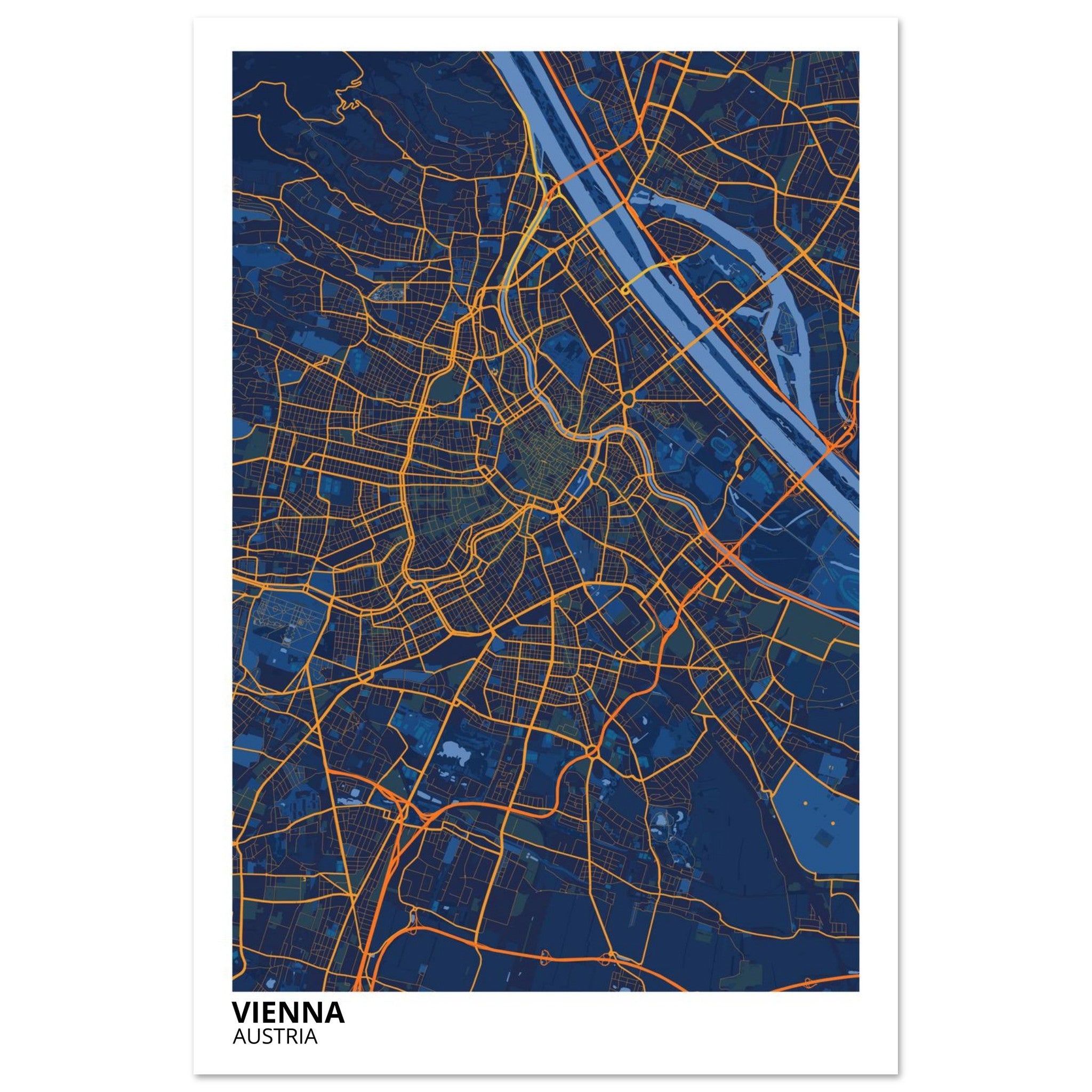 Vienna Austria City Map Poster | Custom Map Art Print - Ink And Atlas
