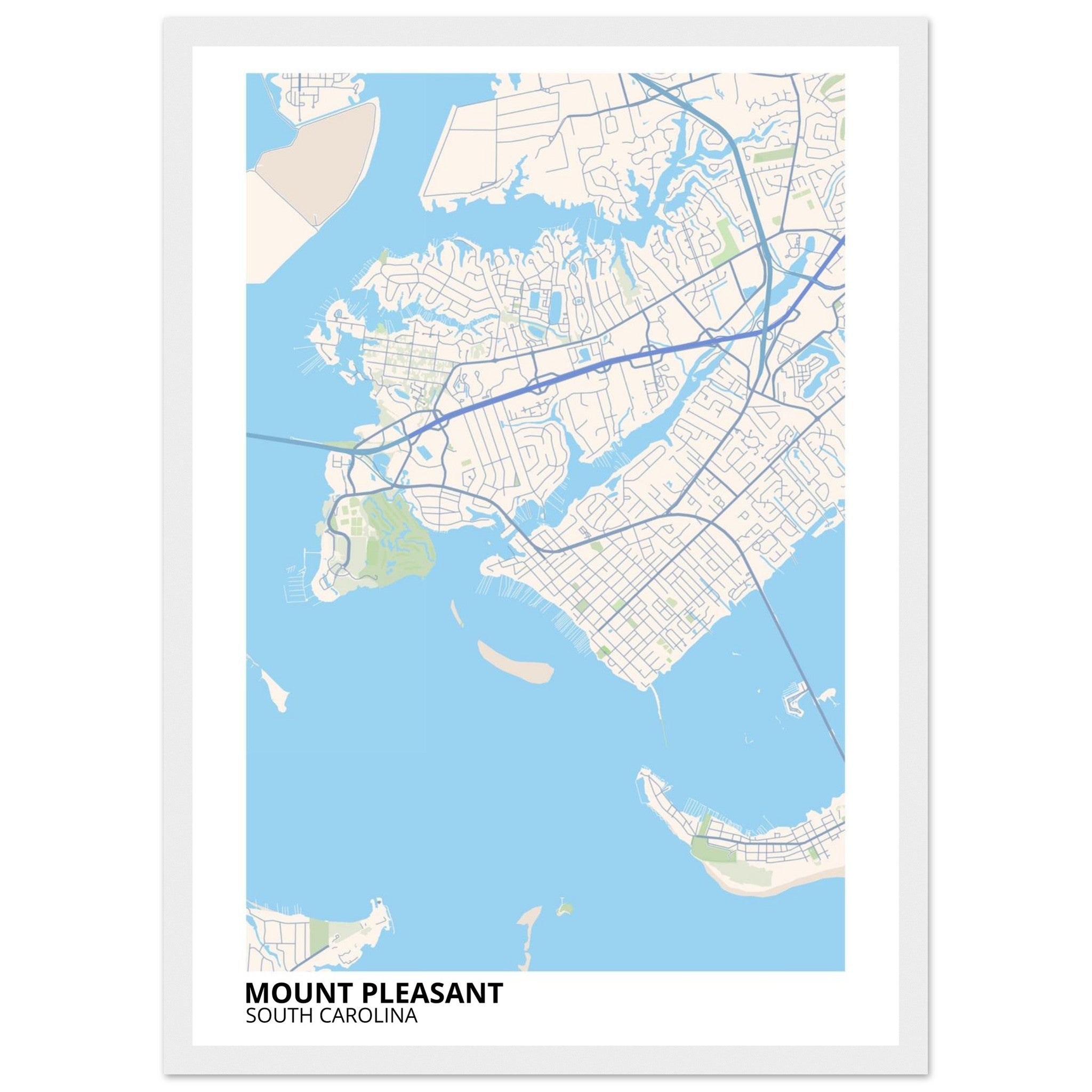 Mount Pleasant South Carolina City Map Poster | Custom Map Art Print - Ink And Atlas