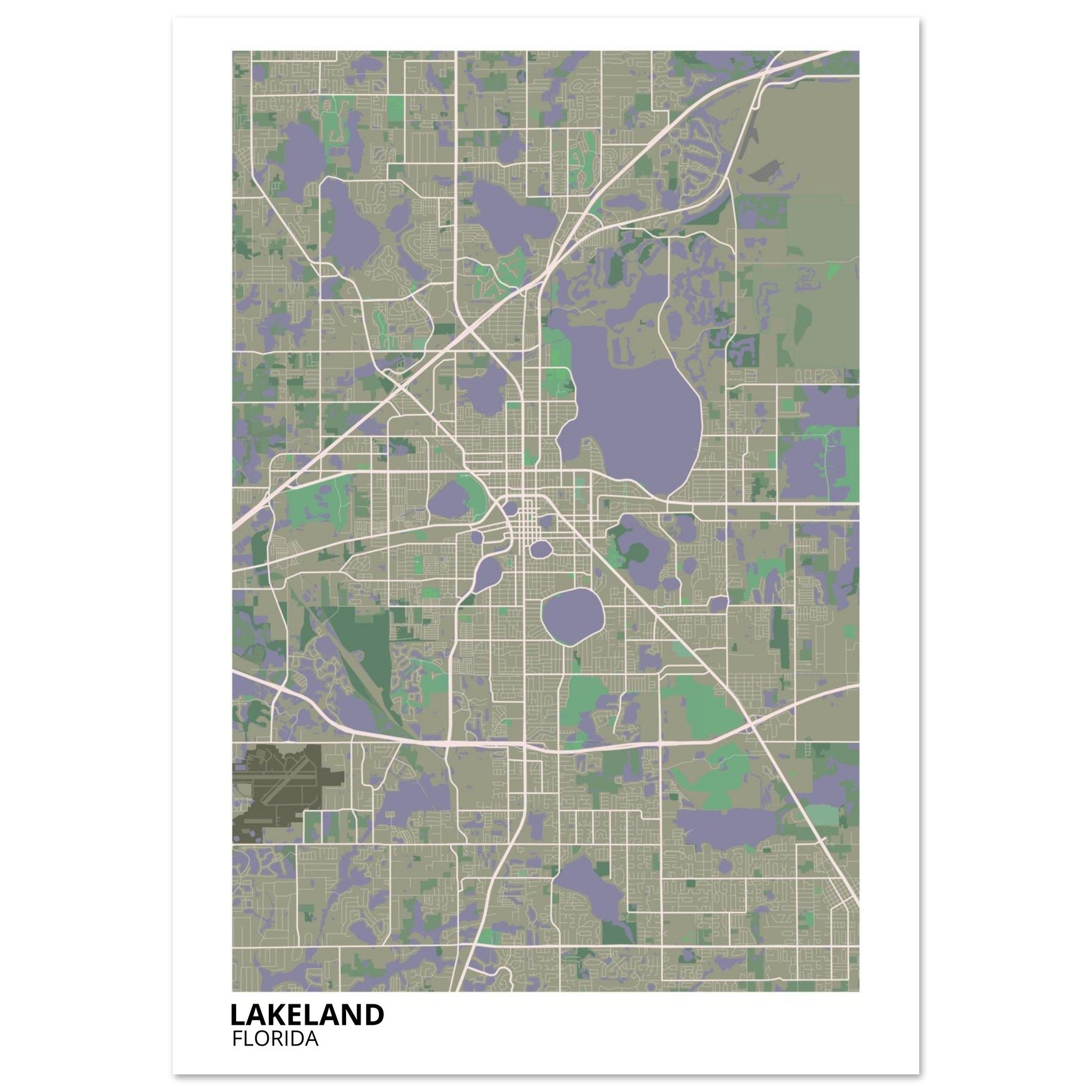 Lakeland Florida City Map Poster | Custom Map Art Print - Ink And Atlas