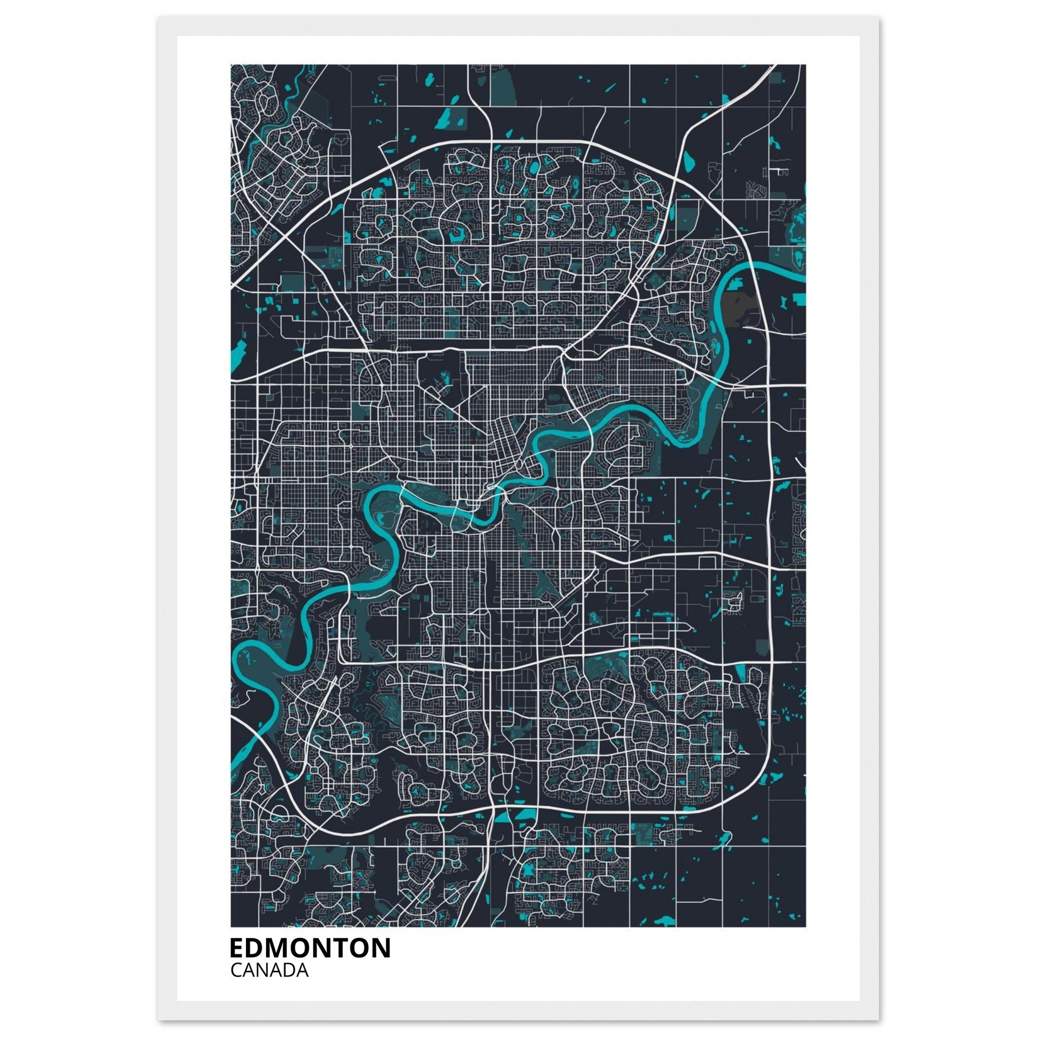 Edmonton Canada City Map Poster | Custom Map Art Print - Ink And Atlas