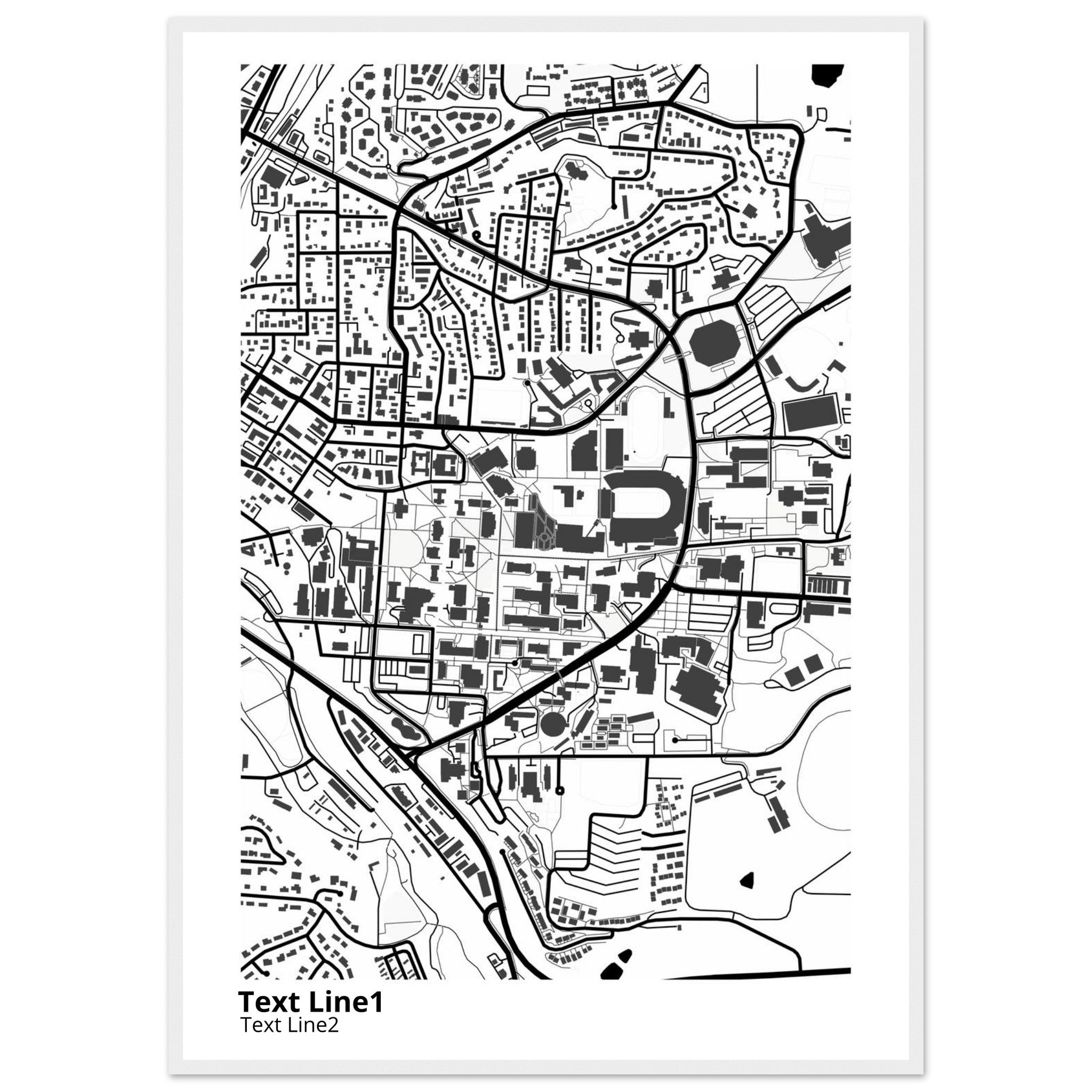 washington state university modern campus map print