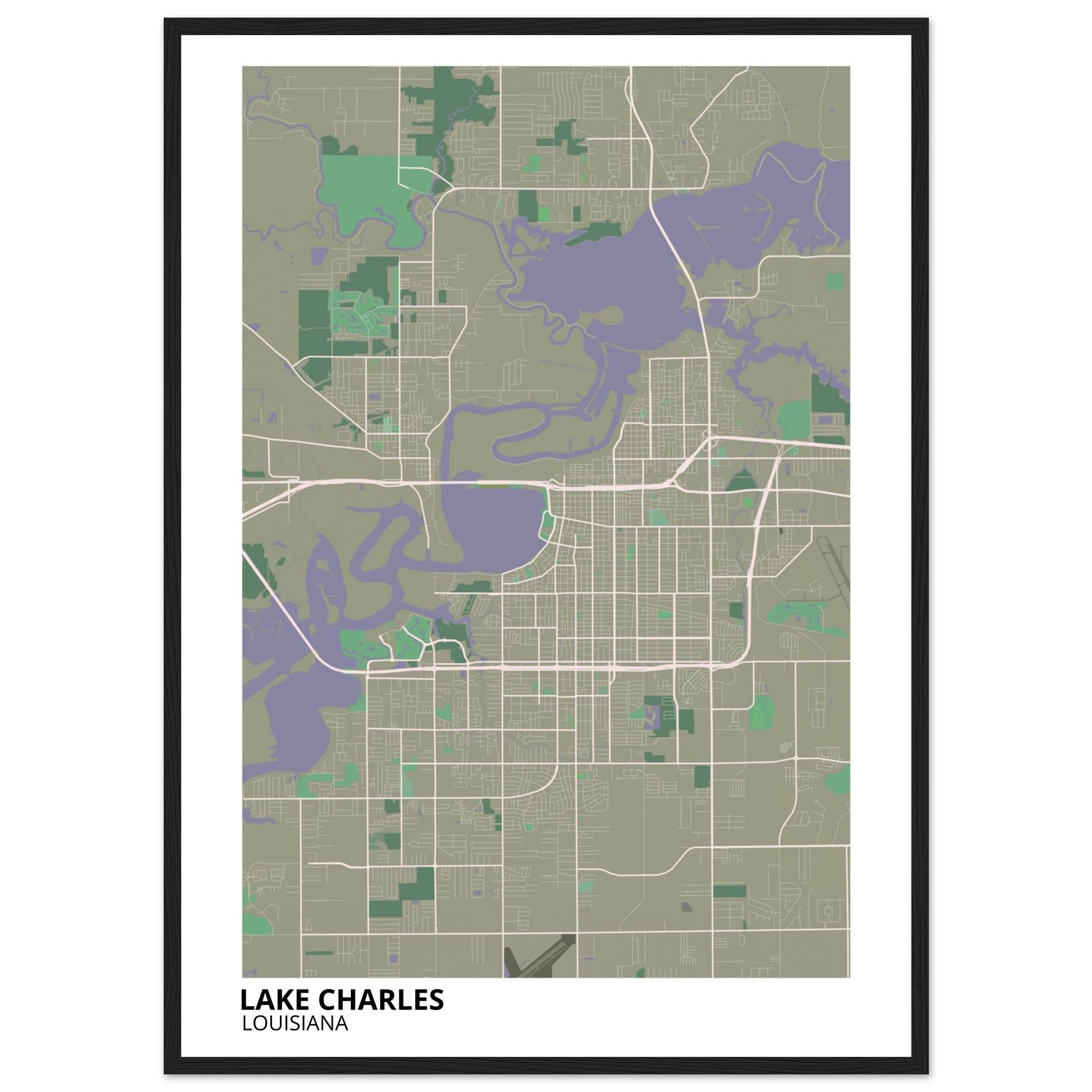 Lake Charles Louisiana City Map Poster | Custom Map Art Print - Ink And Atlas