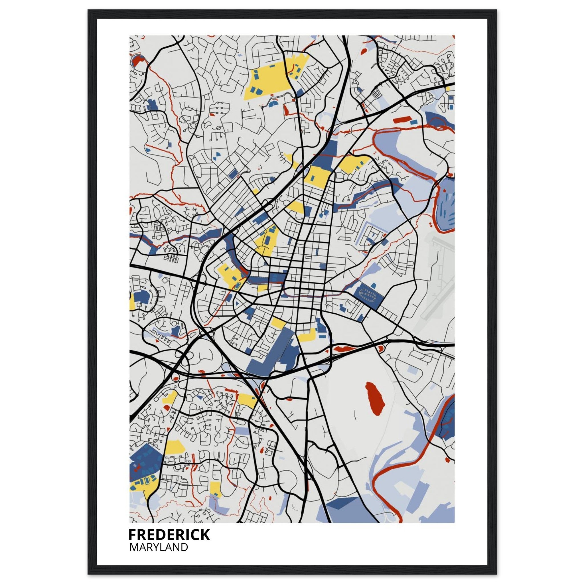 Frederick Maryland City Map Poster | Custom Map Art Print - Ink And Atlas