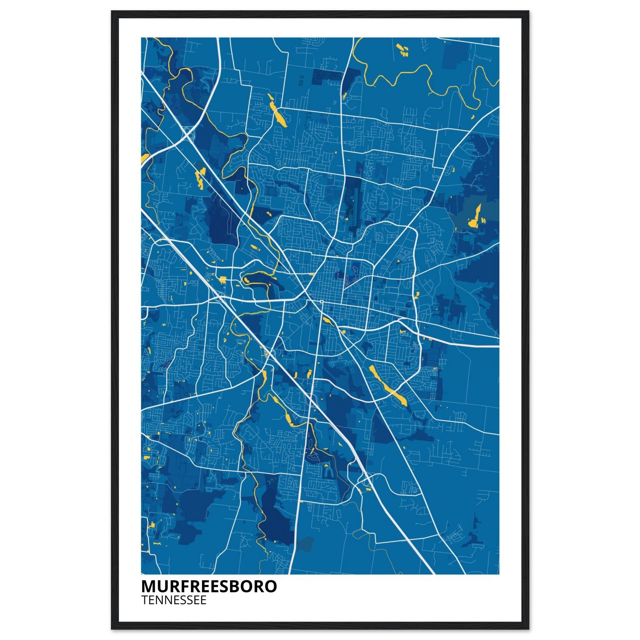 murfreesboro tennessee modern city map print