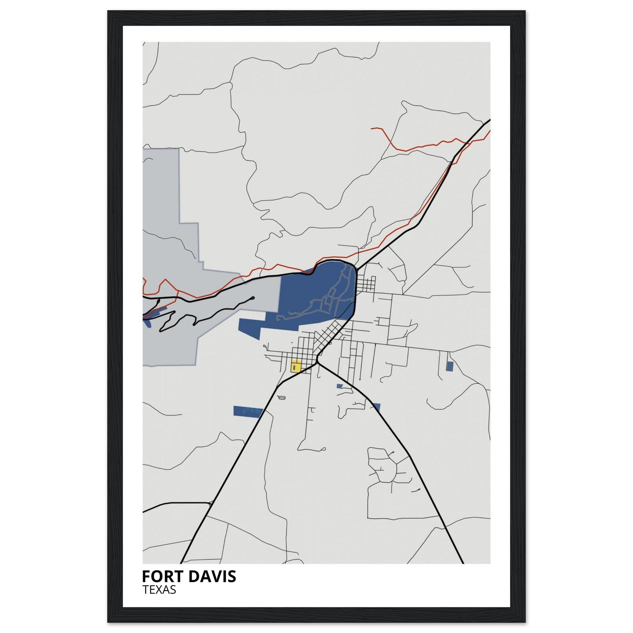 Fort Davis Texas City Map Poster | Custom Map Art Print - Ink And Atlas
