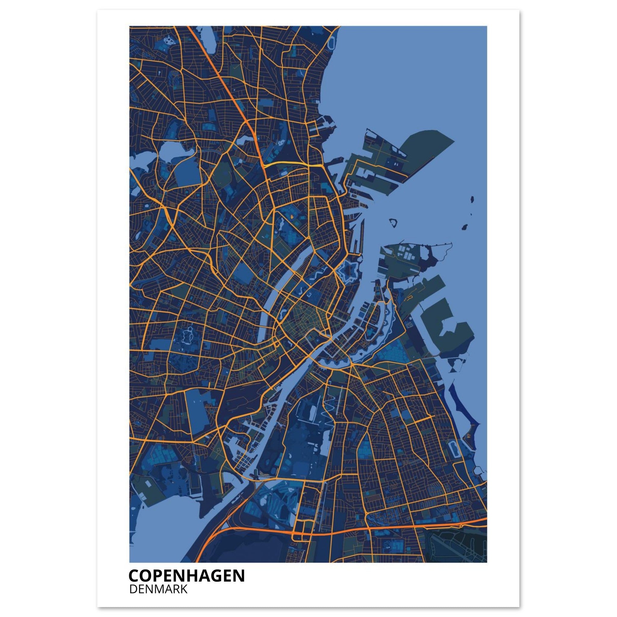 Copenhagen Denmark City Map Poster | Custom Map Art Print - Ink And Atlas