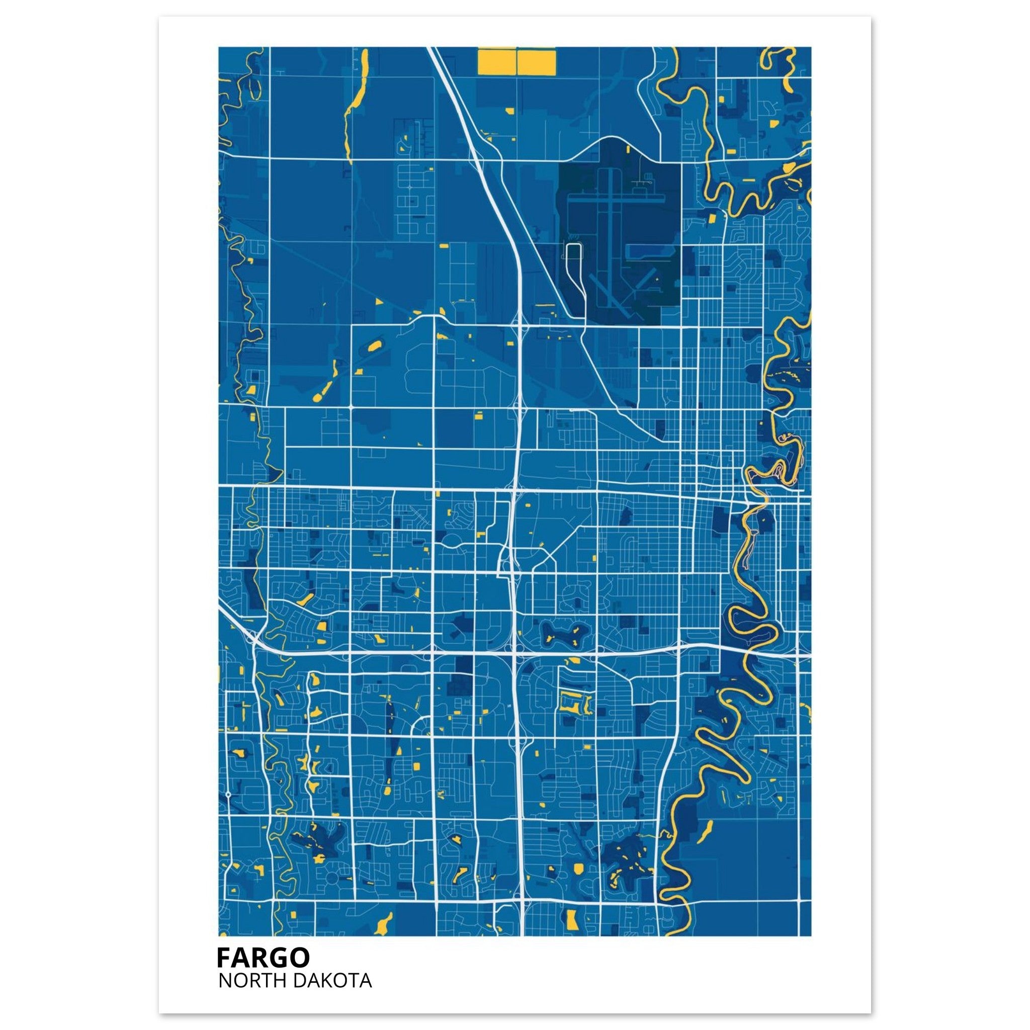Fargo North Dakota City Map Poster | Custom Map Art Print - Ink And Atlas