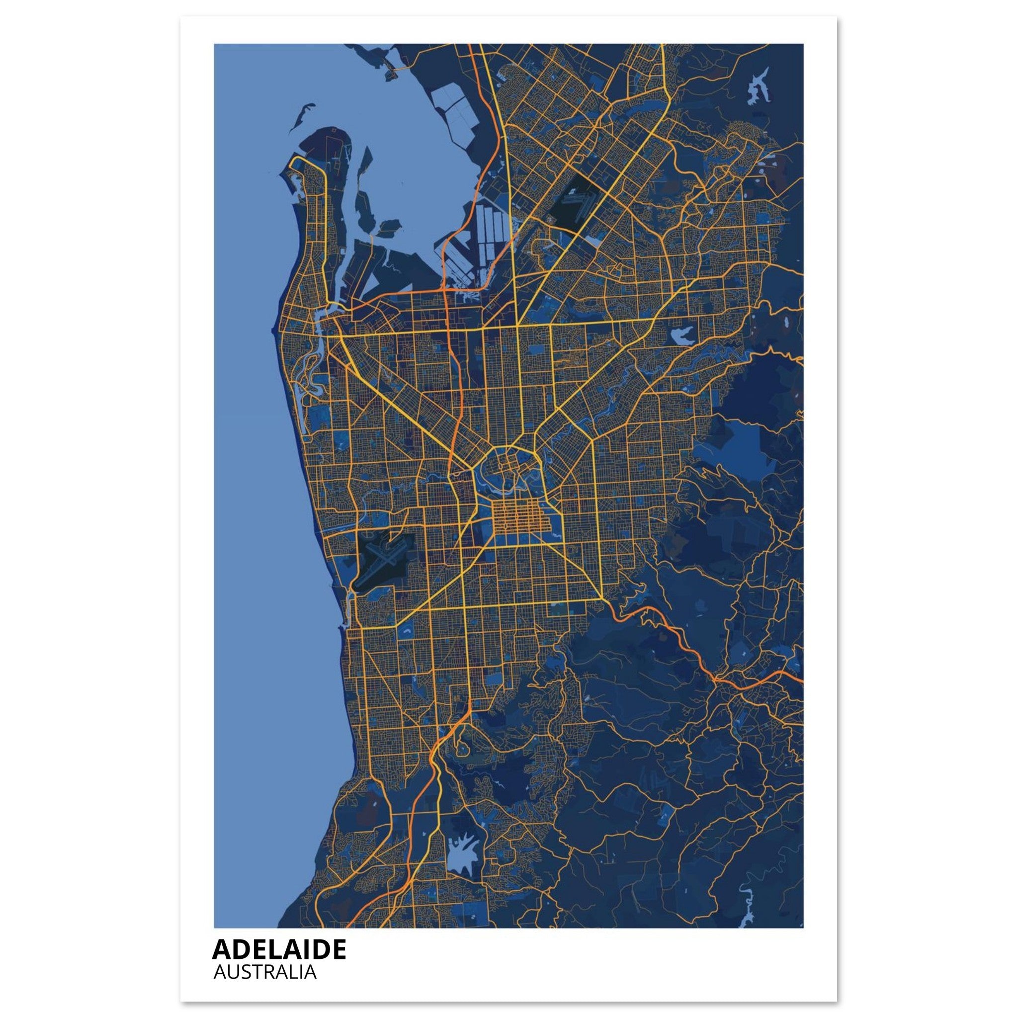 Adelaide Australia City Map Poster | Custom Map Art Print - Ink And Atlas
