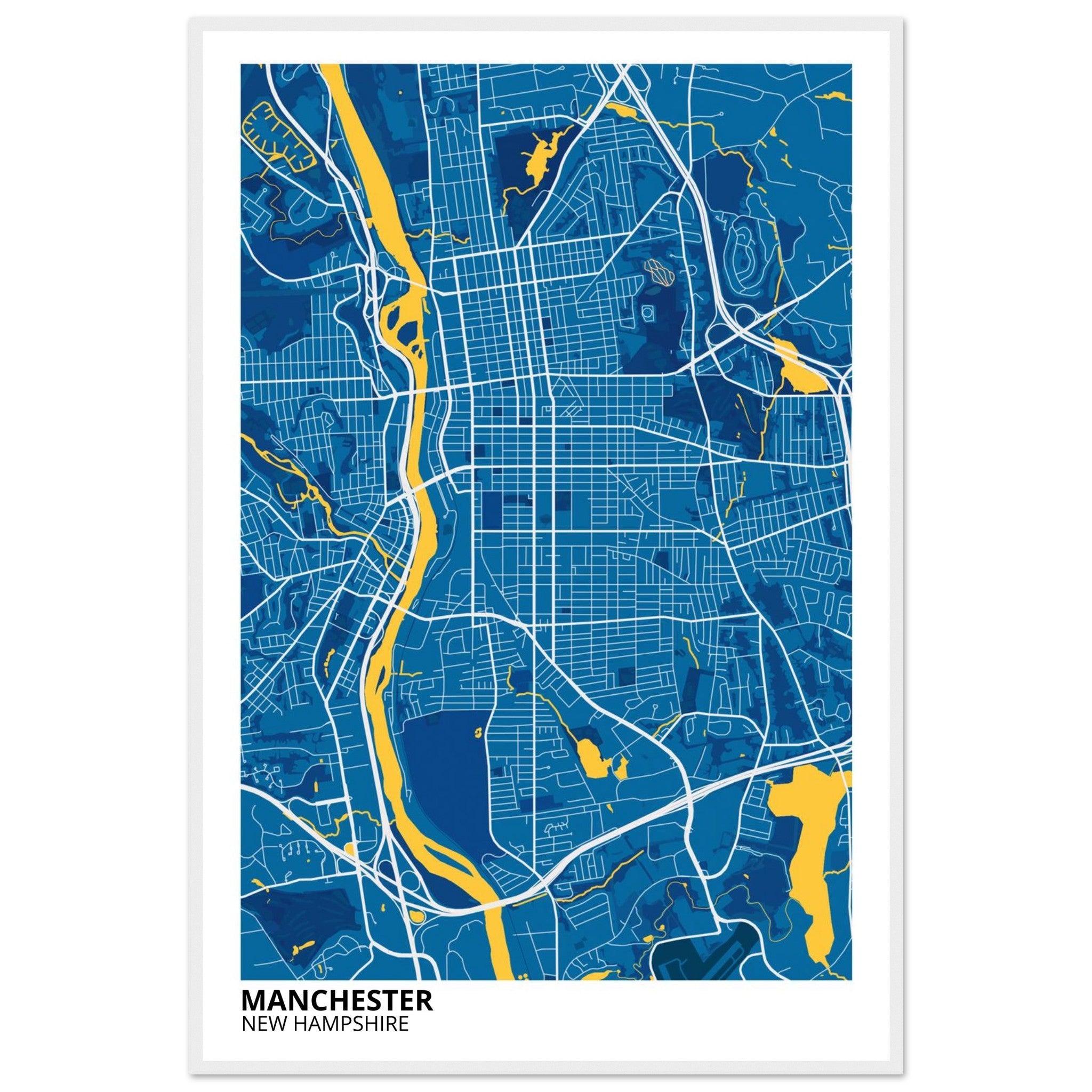 Manchester New Hampshire City Map Poster | Custom Map Art Print - Ink And Atlas