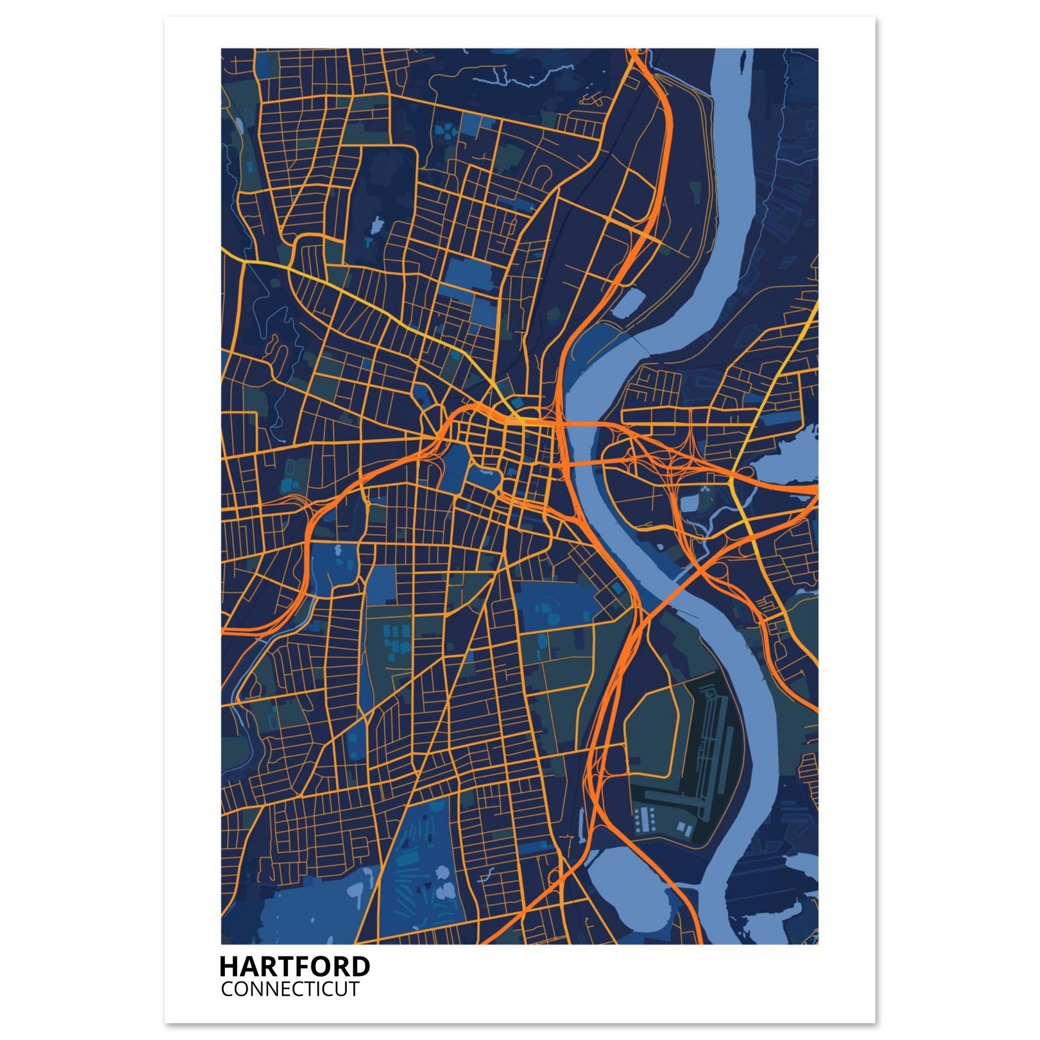 hartford map poster print