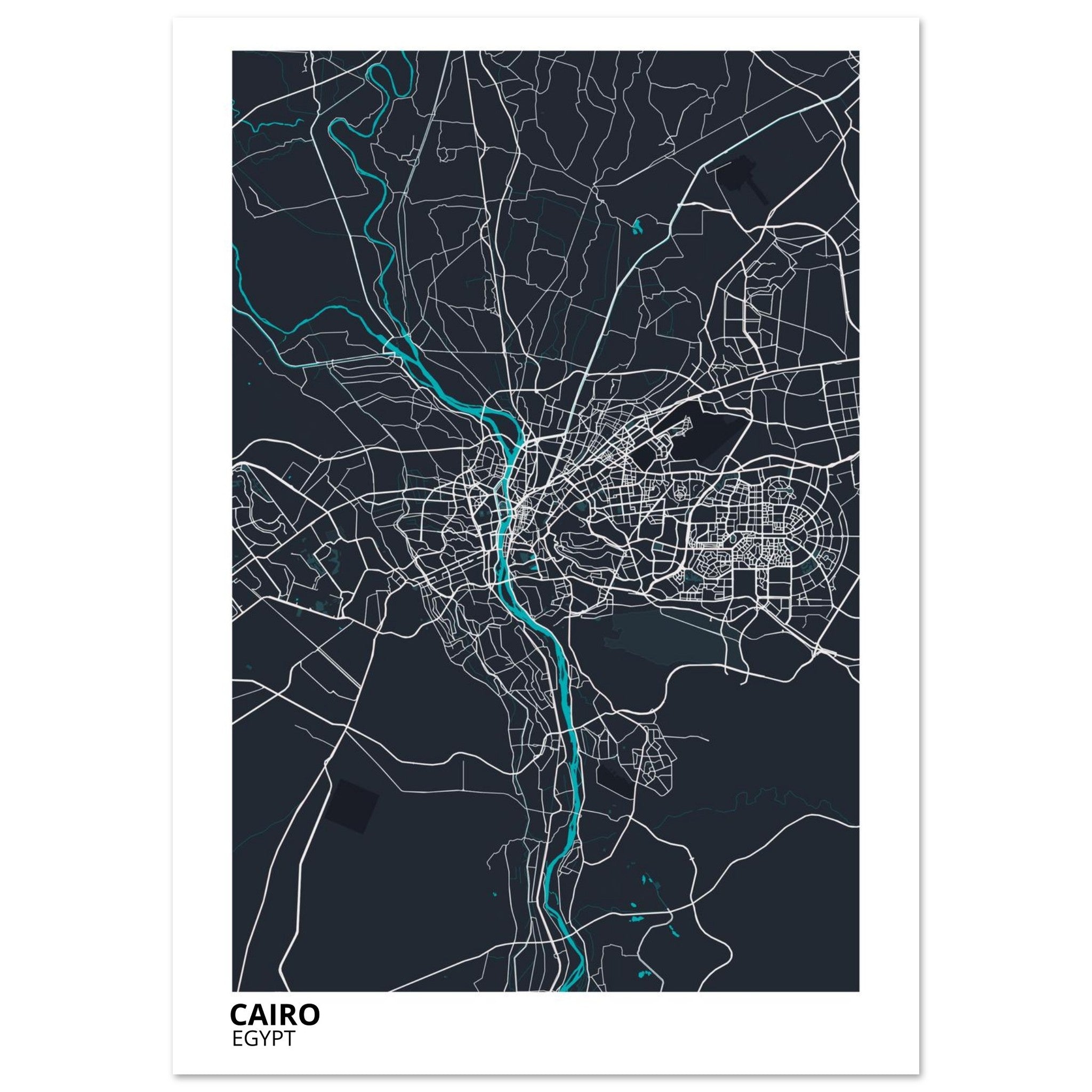 cairo egypt map poster print