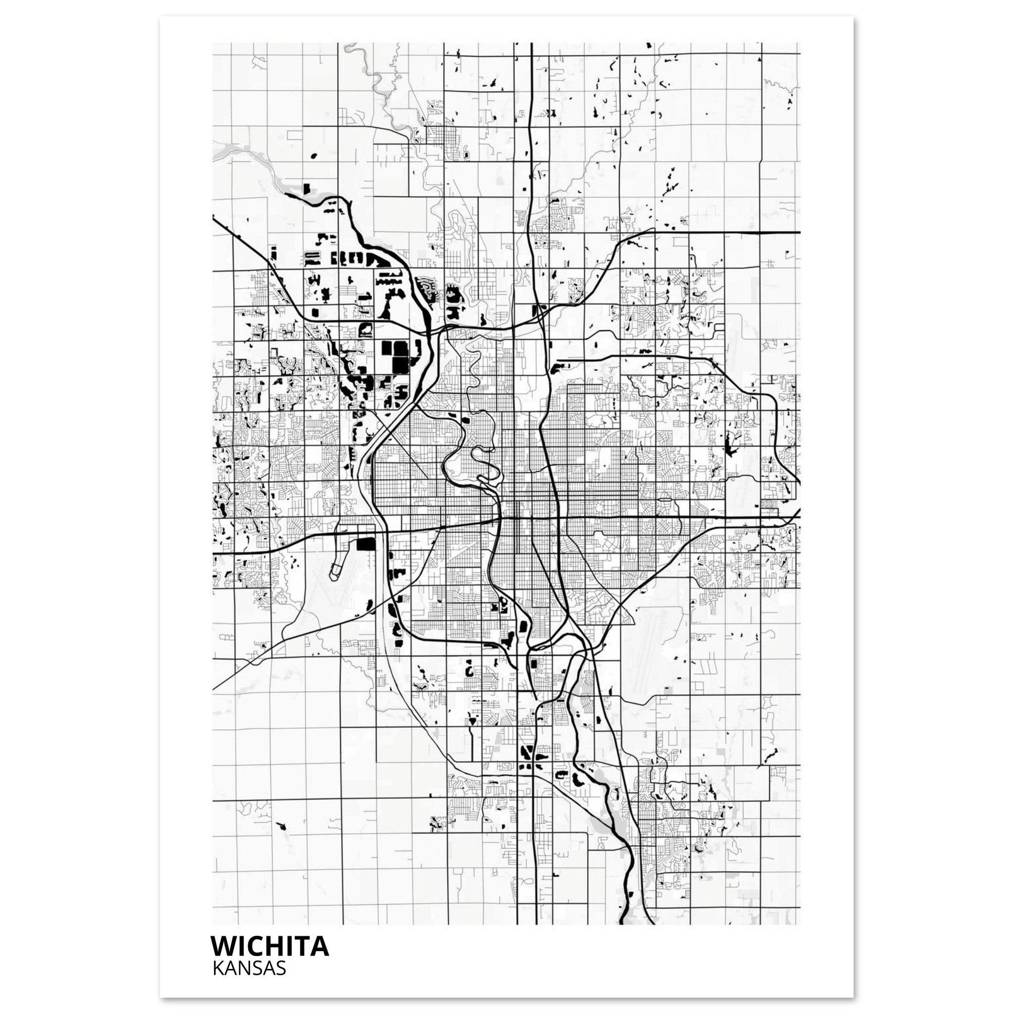 wichita map poster print