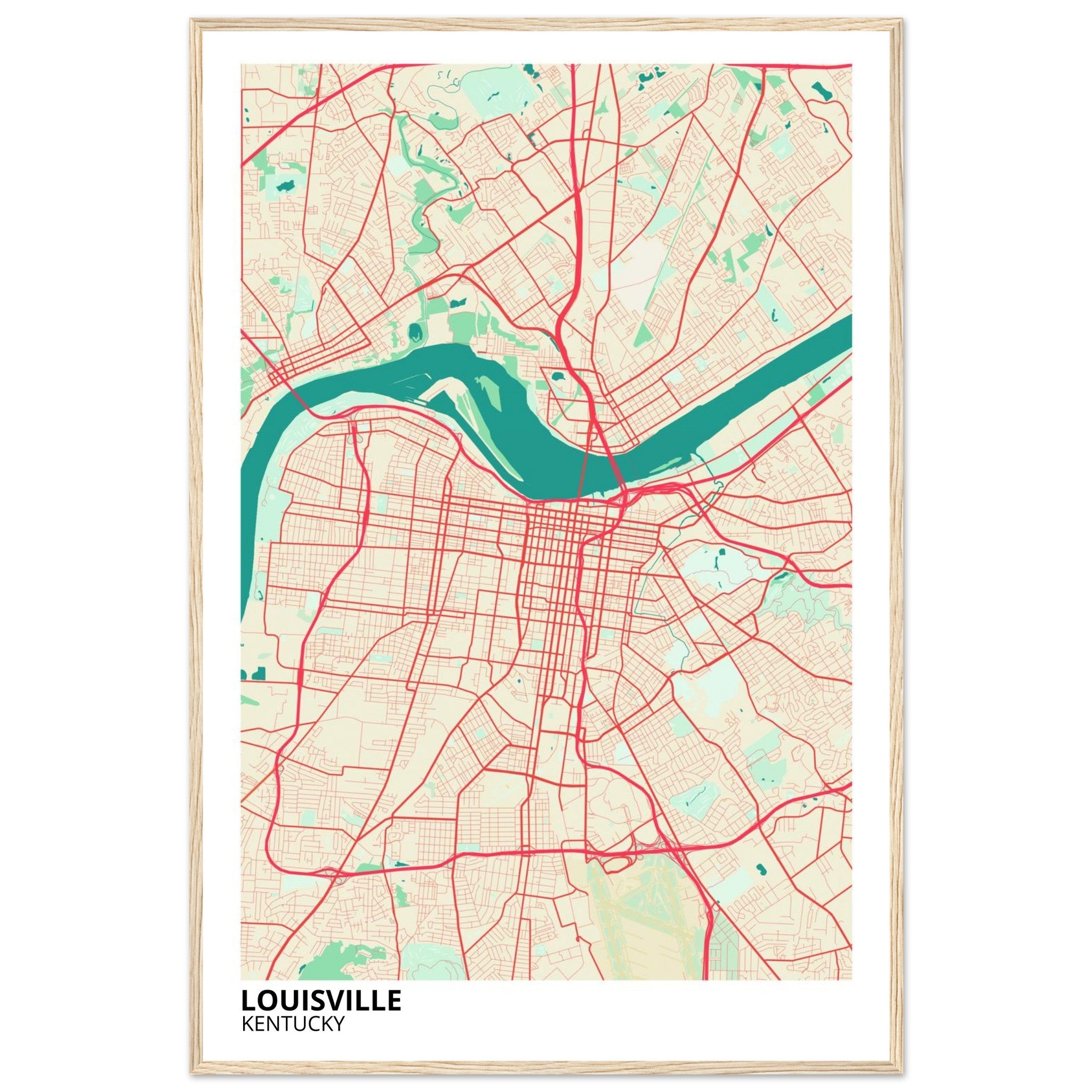 louisville map poster print