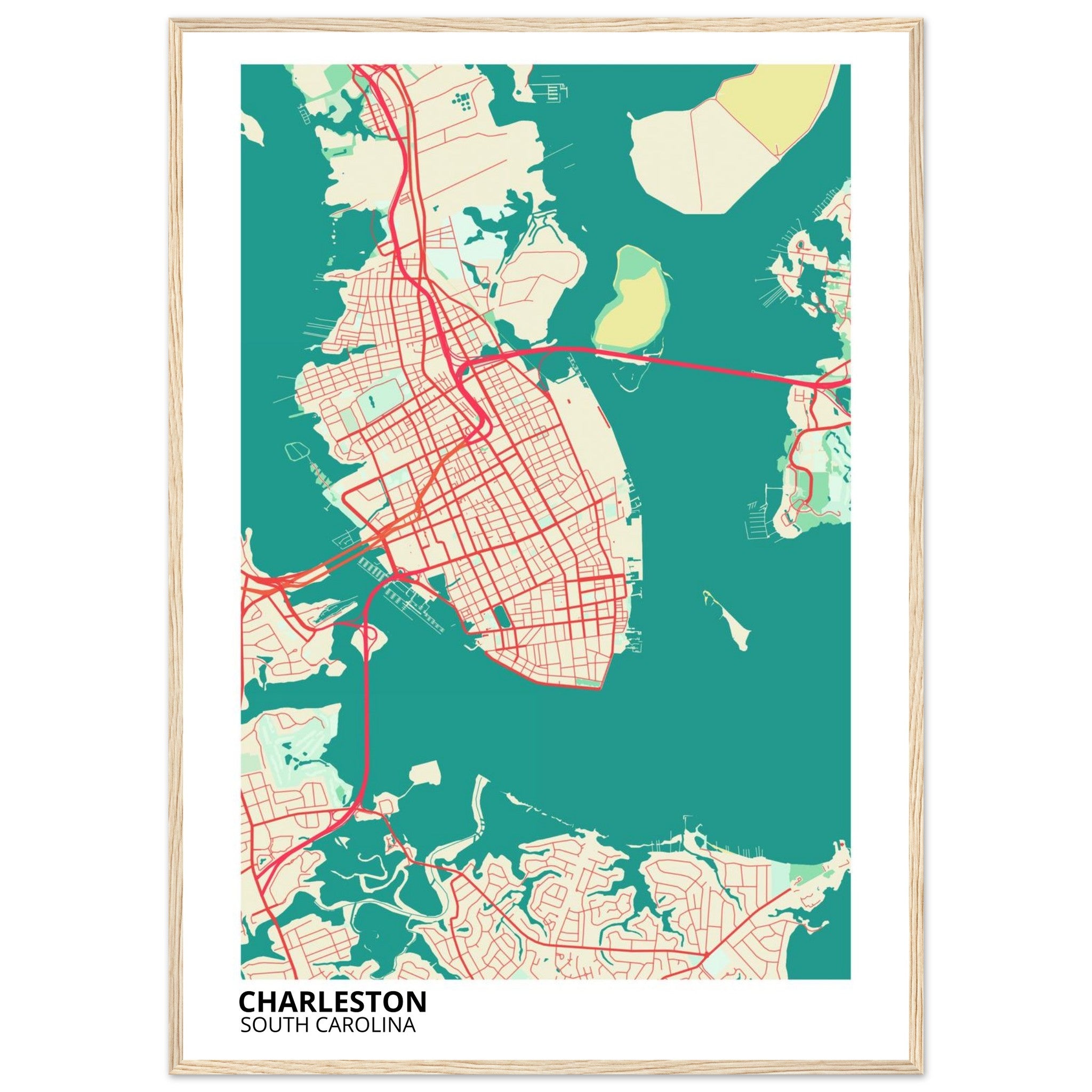 charleston map poster print