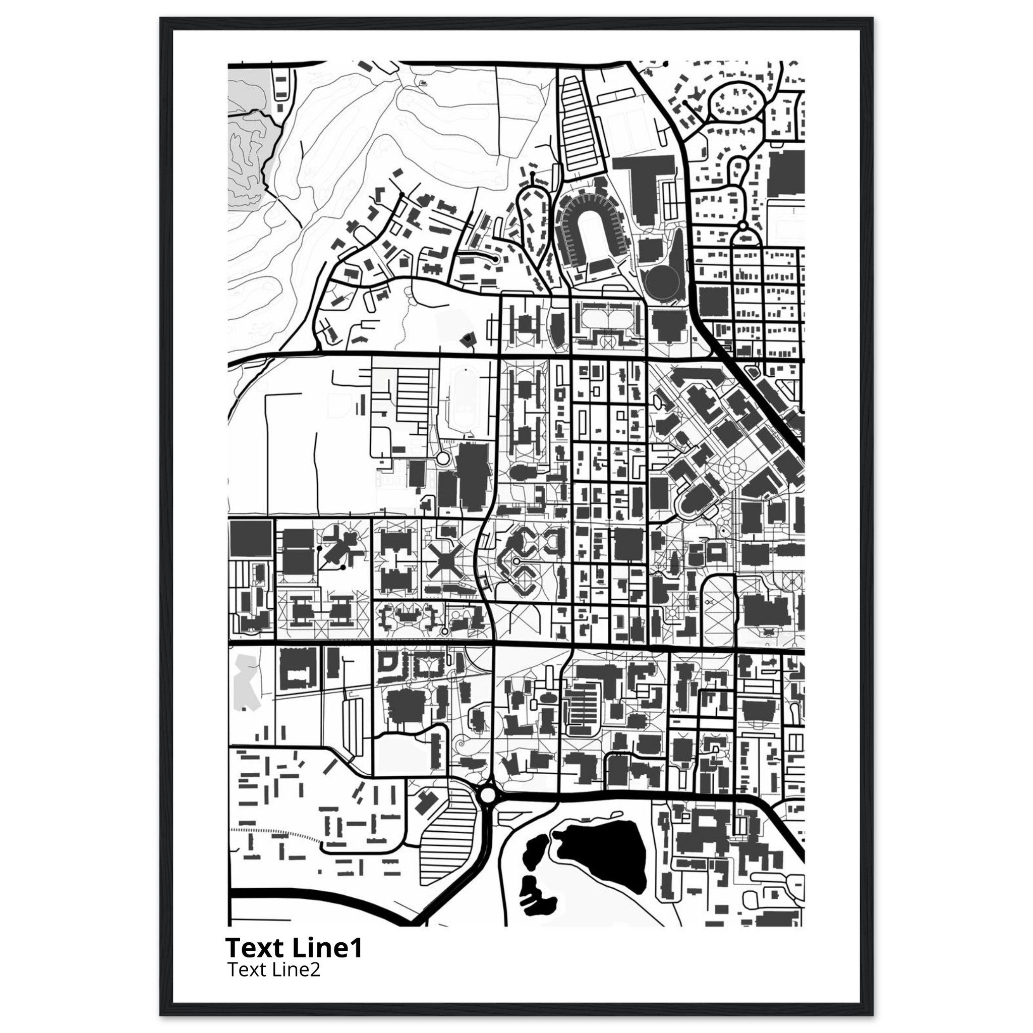 purdue university indiana main campus modern campus map print