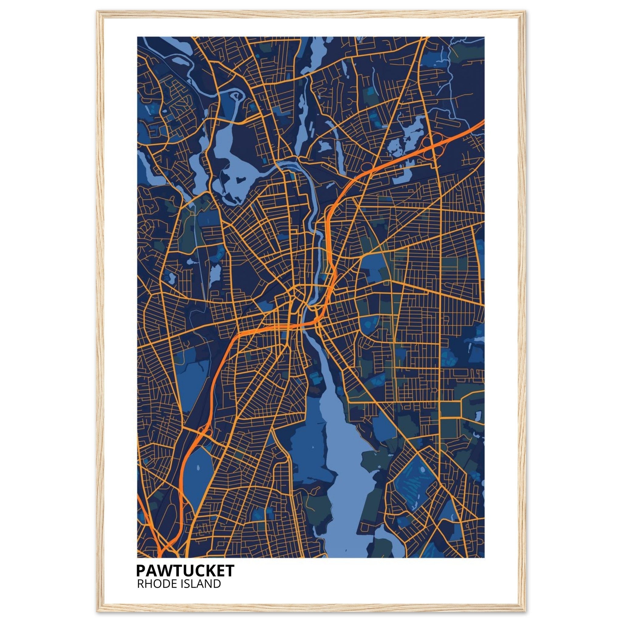 Pawtucket Rhode Island City Map Poster | Custom Map Art Print - Ink And Atlas