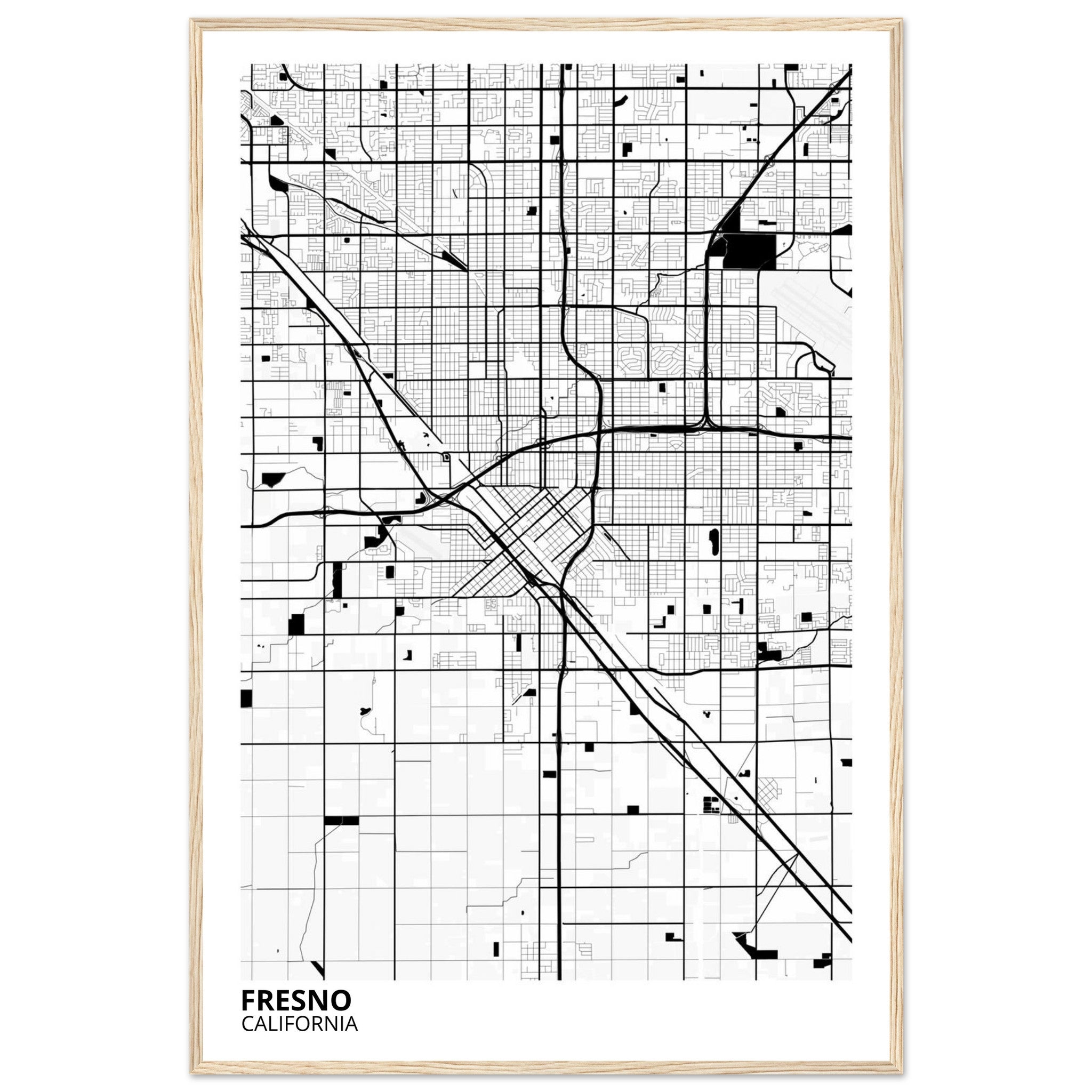 fresno map poster print