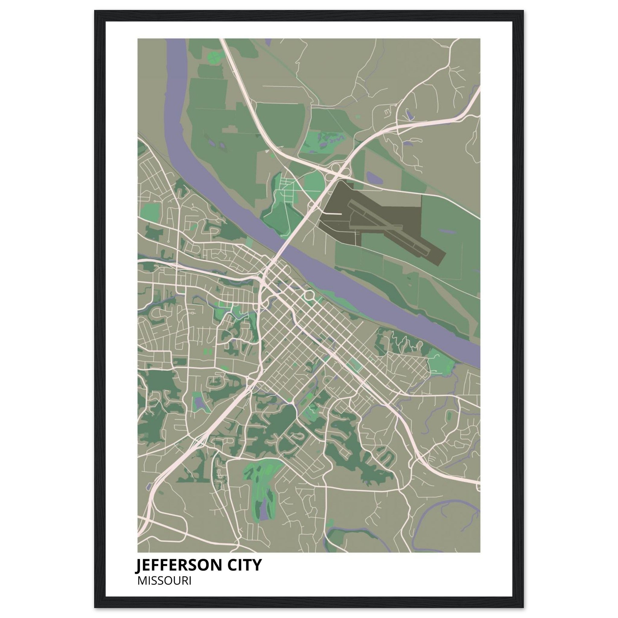 jefferson city map poster print