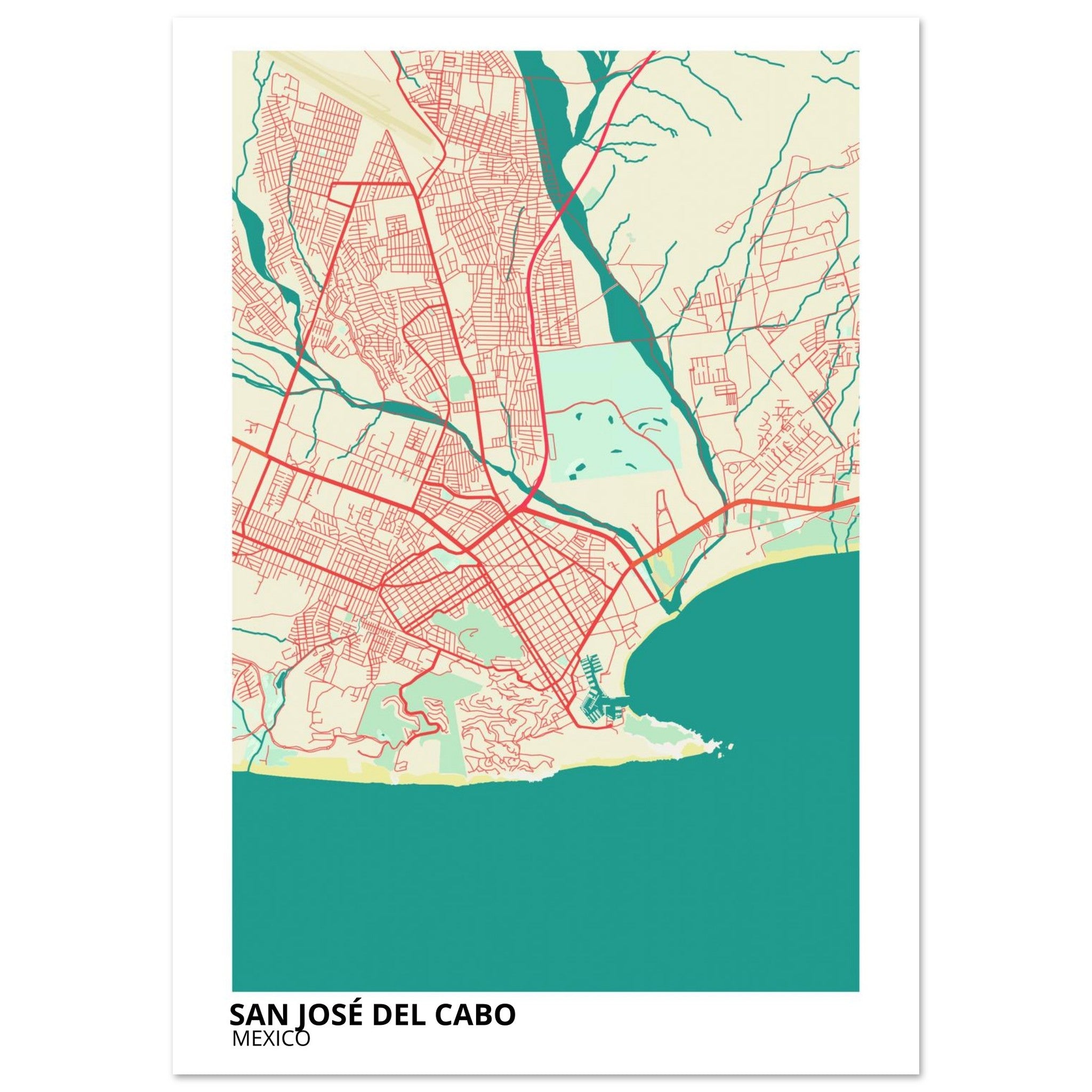 San Jose Del Cabo Mexico City Map Poster | Custom Map Art Print - Ink And Atlas