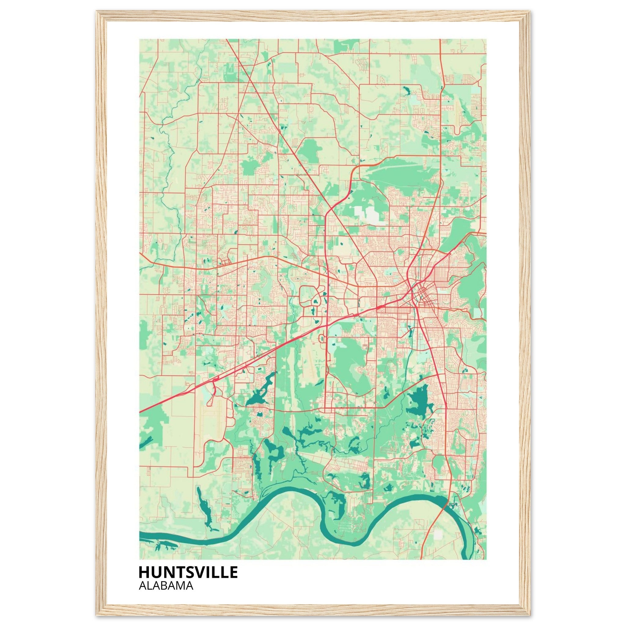 Huntsville Alabama City Map Poster | Custom Map Art Print - Ink And Atlas