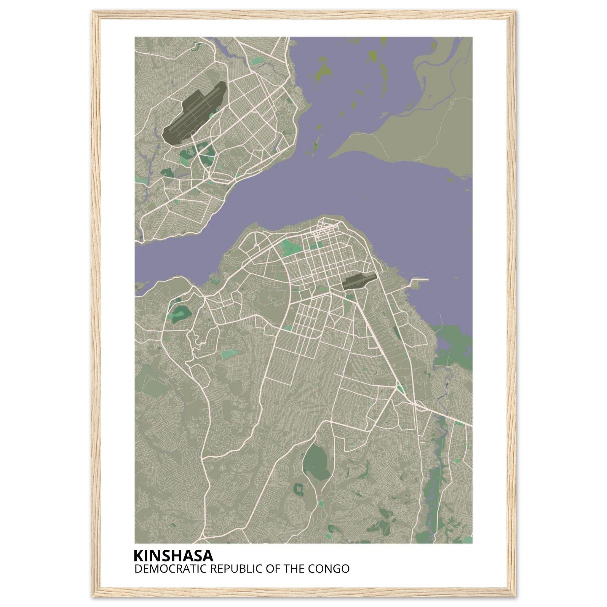 Kinshasa Congo City Map Poster | Custom Map Art Print - Ink And Atlas