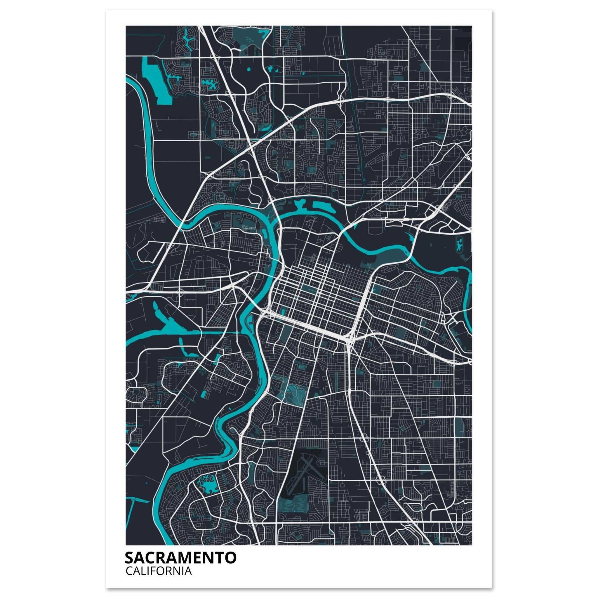 sacramento map poster print