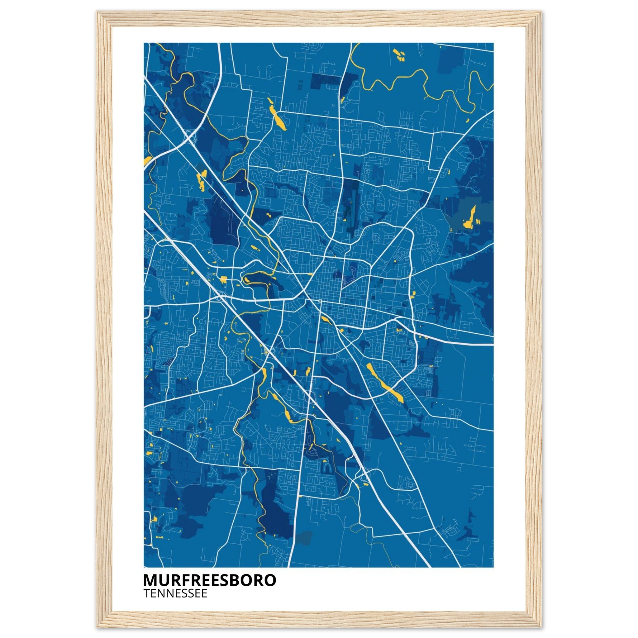 murfreesboro tennessee modern city map print