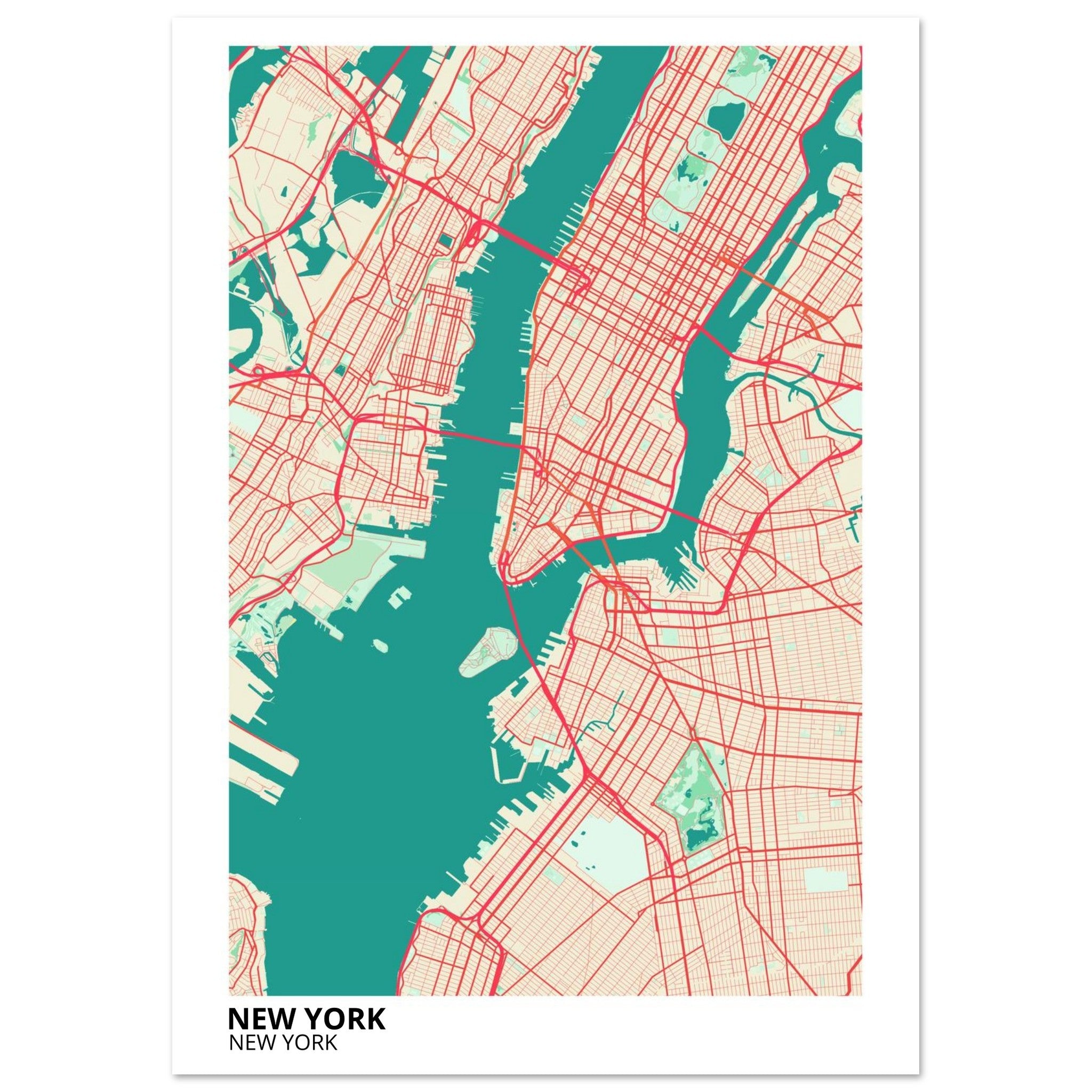 new york map poster print