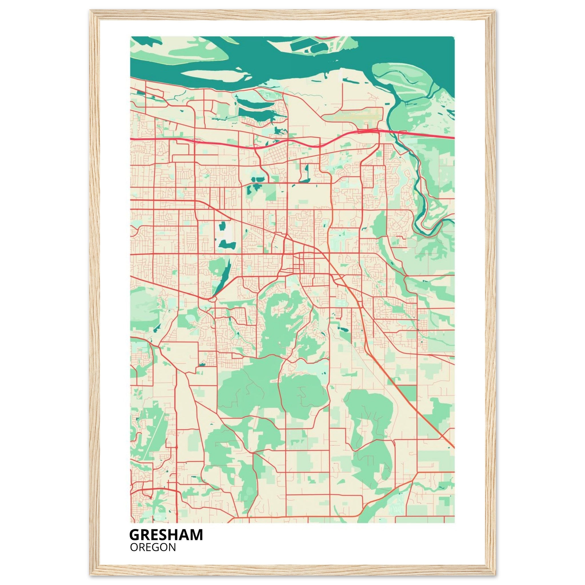 Gresham Oregon City Map Poster | Custom Map Art Print - Ink And Atlas