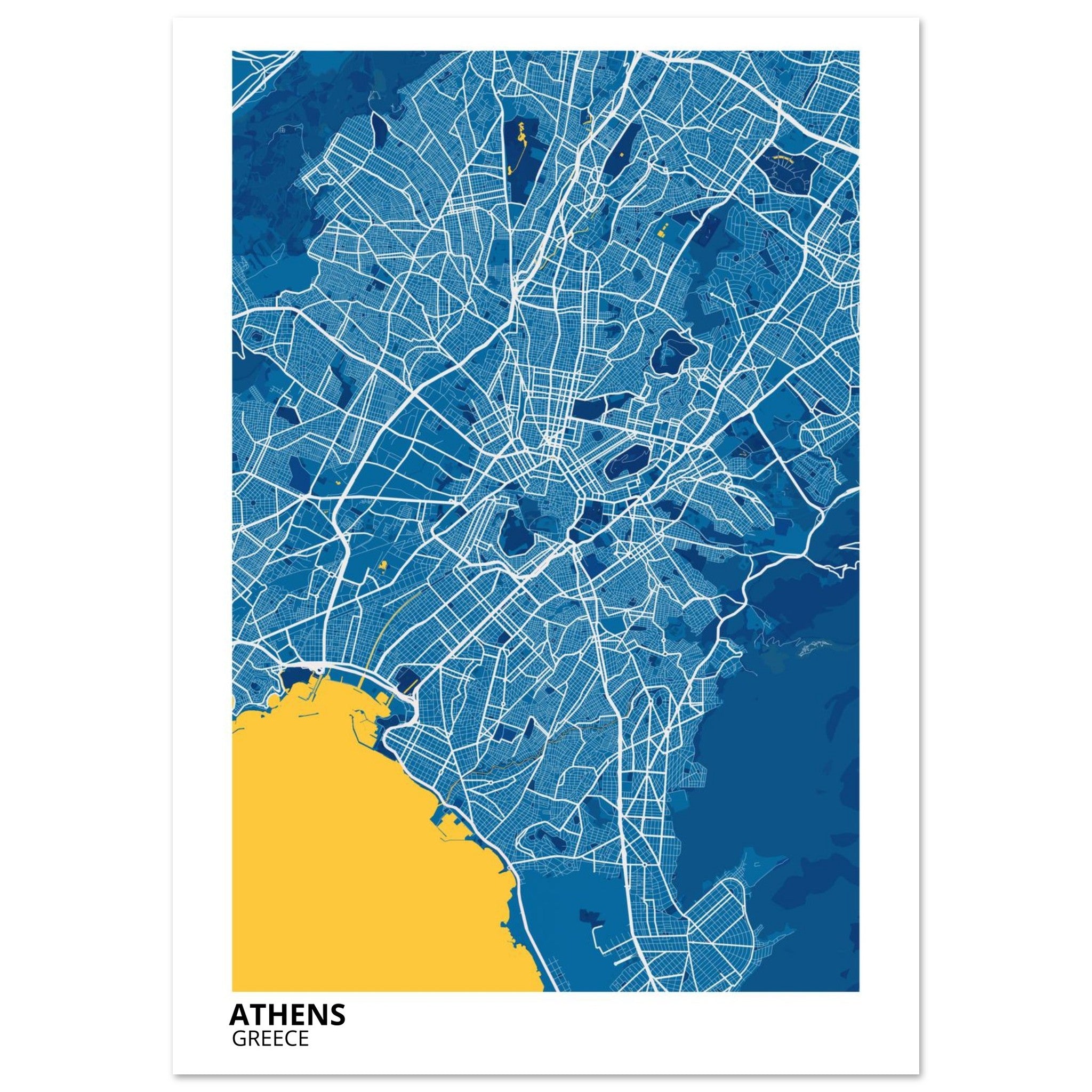 Athens Greece City Map Poster | Custom Map Art Print - Ink And Atlas