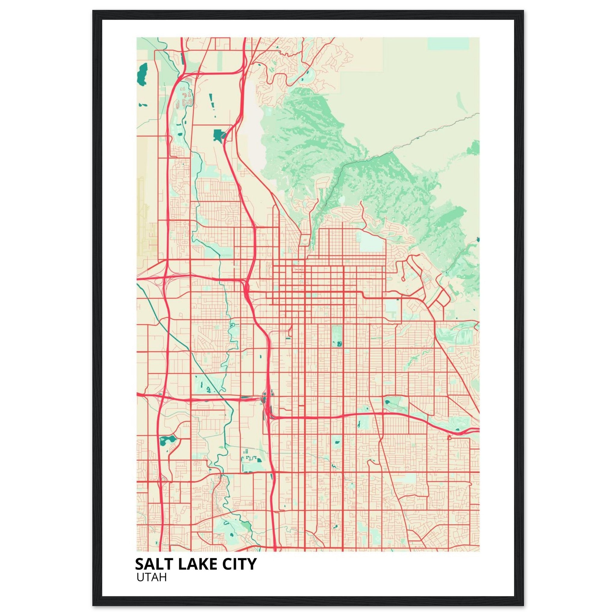 Salt Lake City Utah City Map Poster | Custom Map Art Print - Ink And Atlas