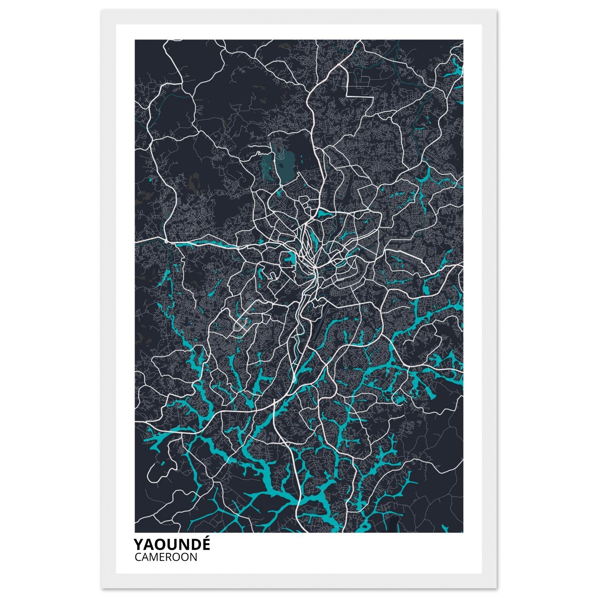 Yaounde Cameroon City Map Poster | Custom Map Art Print - Ink And Atlas