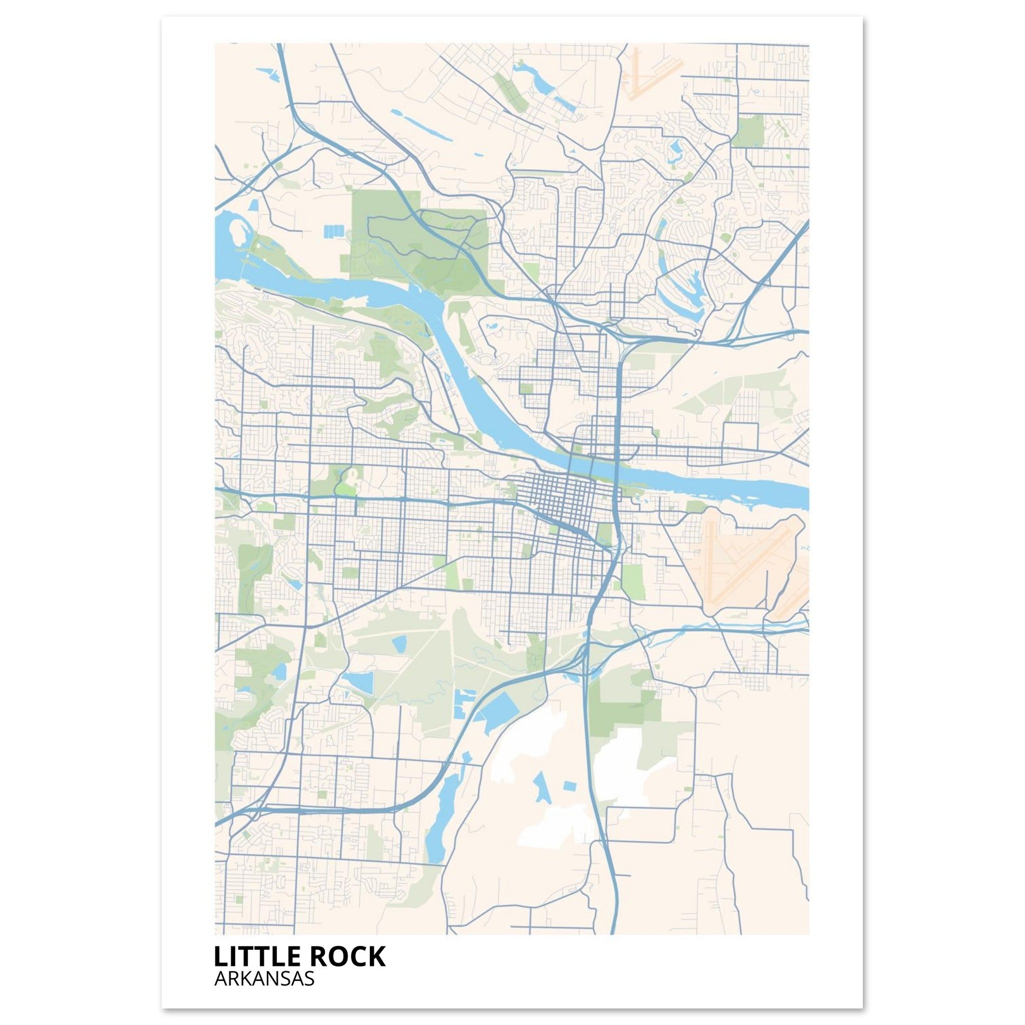 little rock map poster print