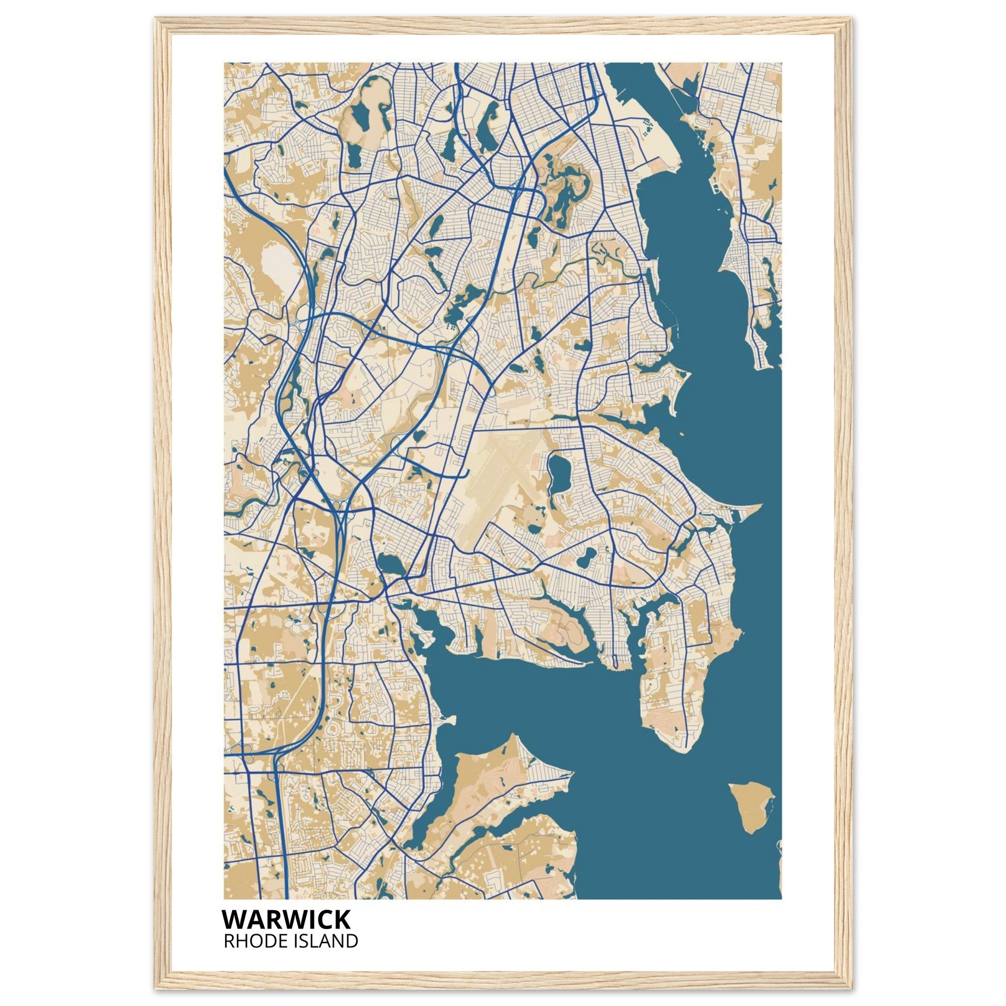 Warwick Rhode Island City Map Poster | Custom Map Art Print - Ink And Atlas