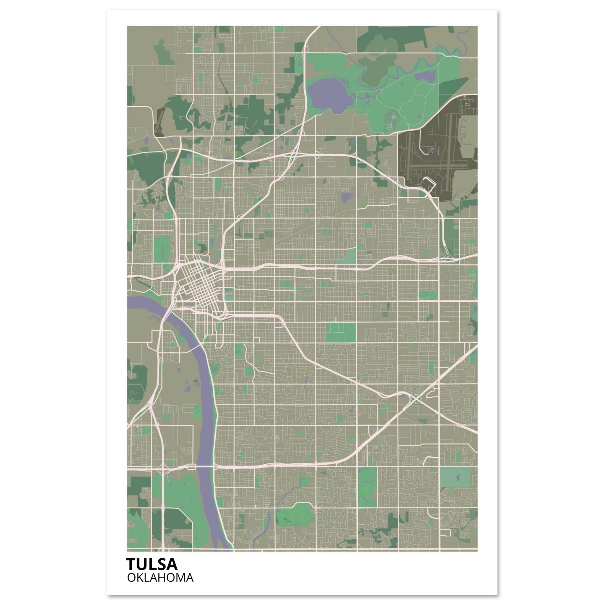 tulsa map poster print