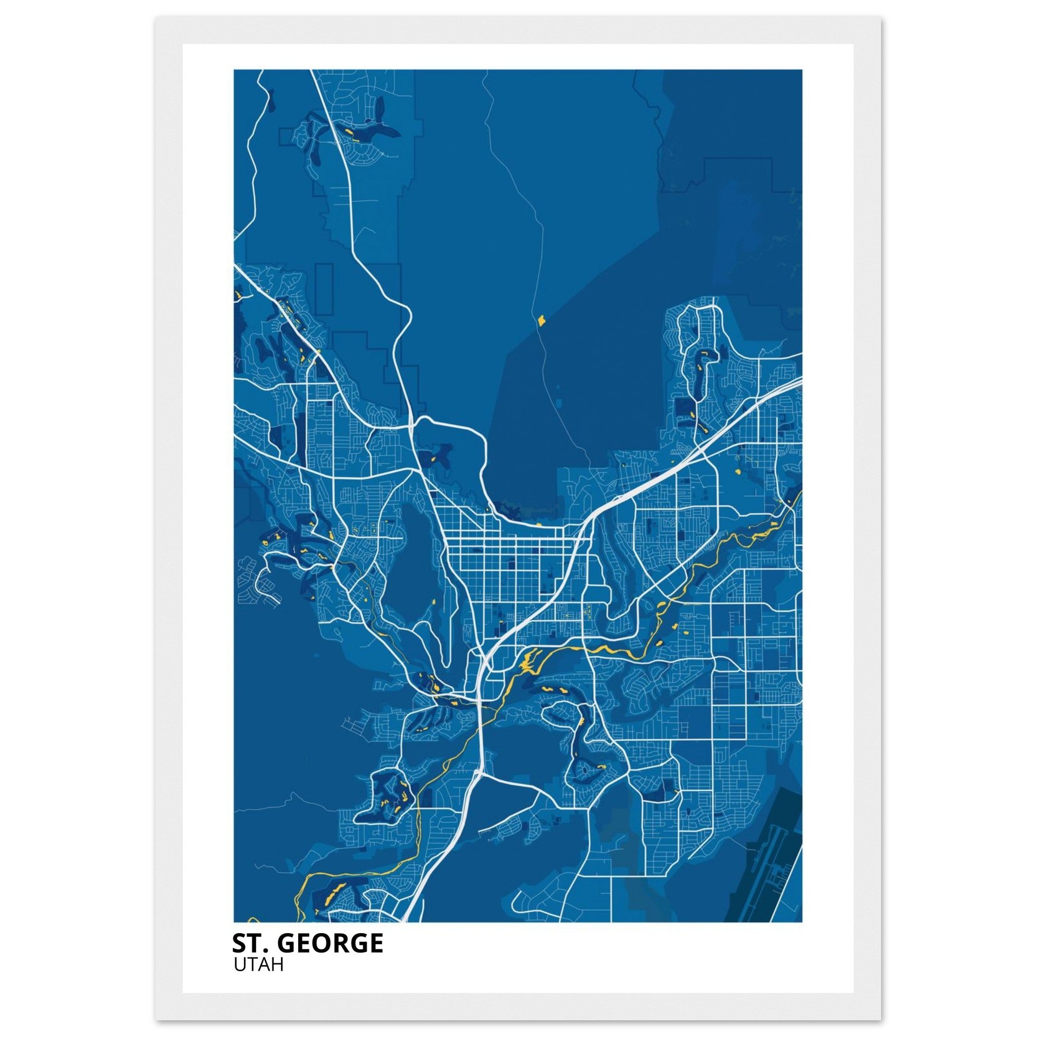 St. George Utah City Map Poster | Custom Map Art Print - Ink And Atlas