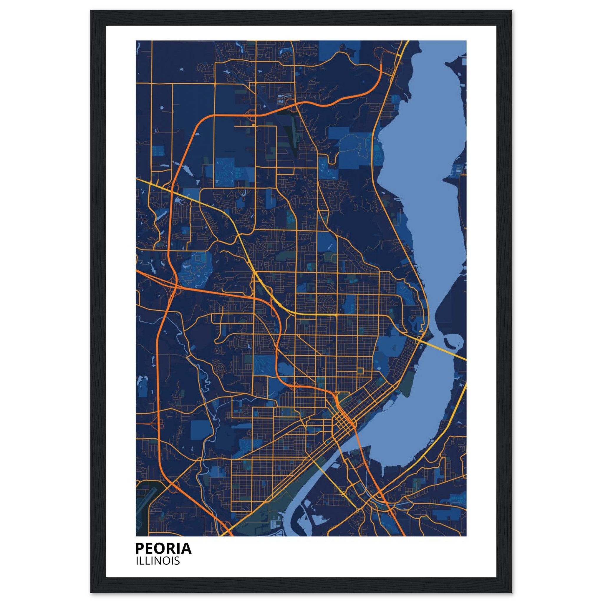 Peoria Illinois City Map Poster | Custom Map Art Print - Ink And Atlas