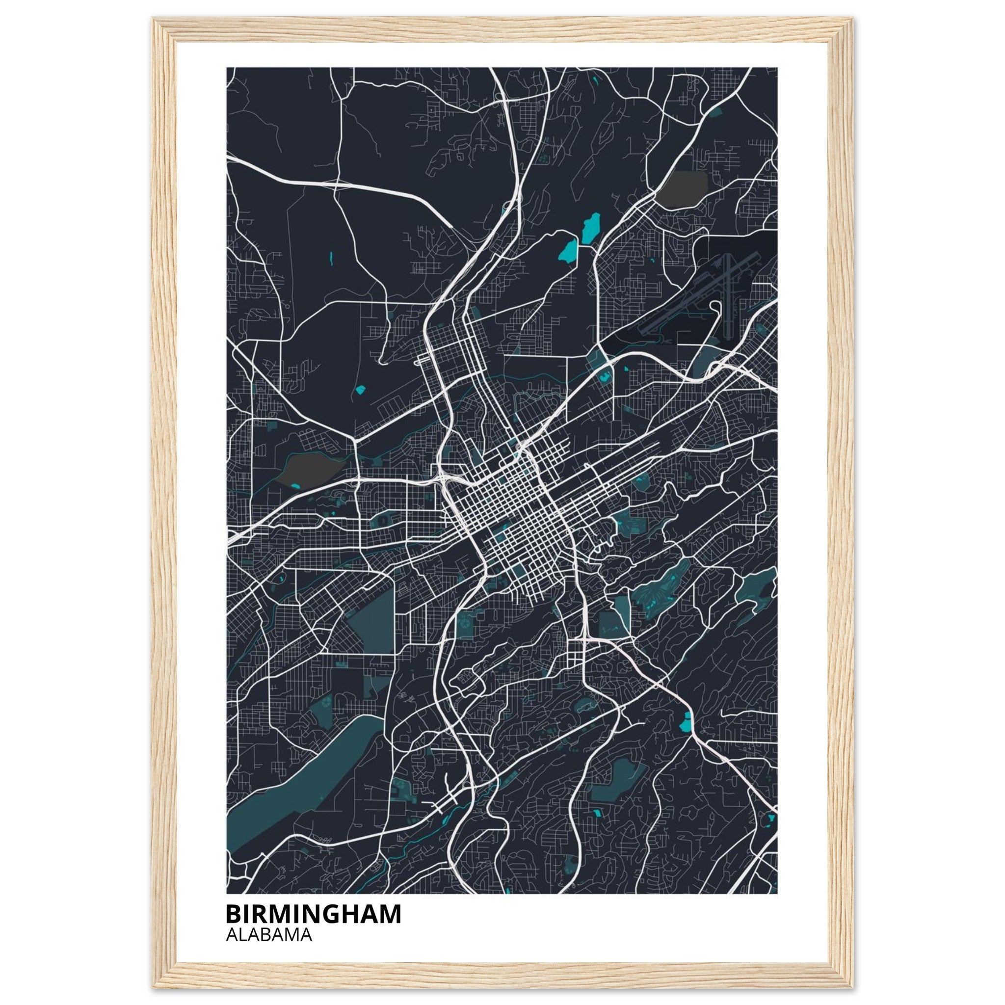 birmingham map poster print