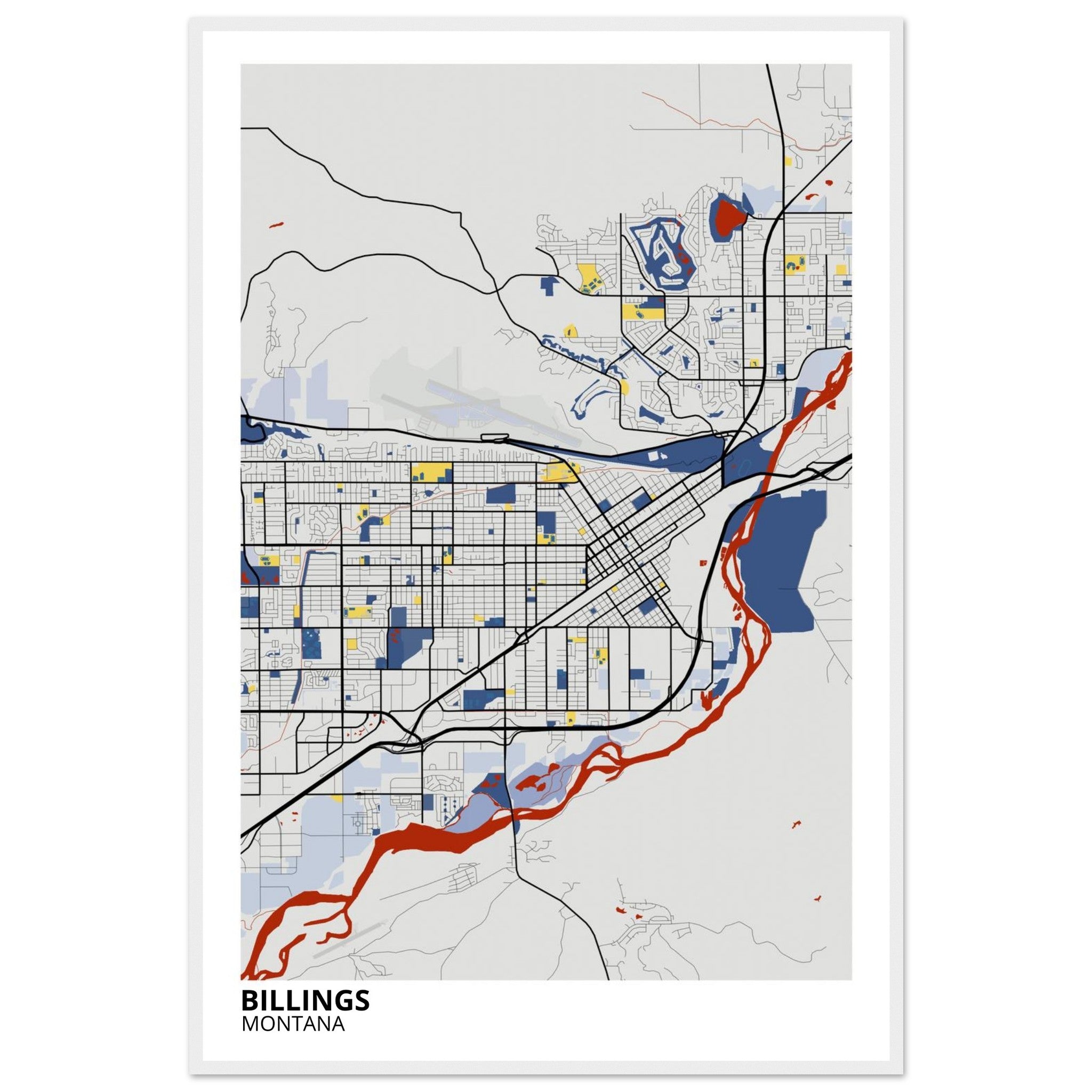 Billings Montana City Map Poster | Custom Map Art Print - Ink And Atlas