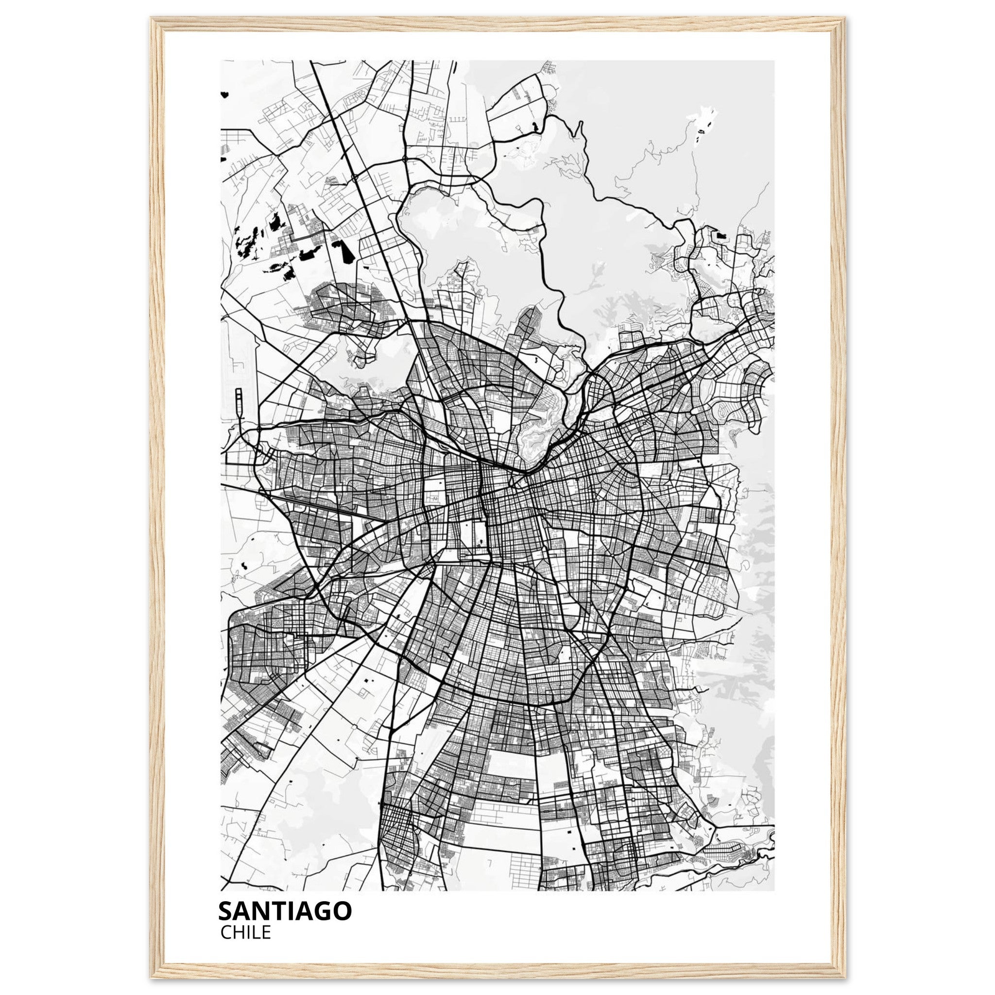 Santiago Chile City Map Poster | Custom Map Art Print - Ink And Atlas