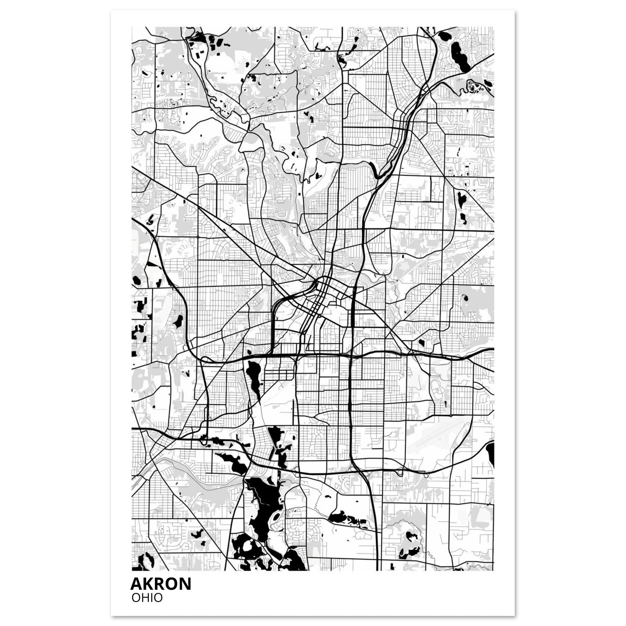 akron map poster print