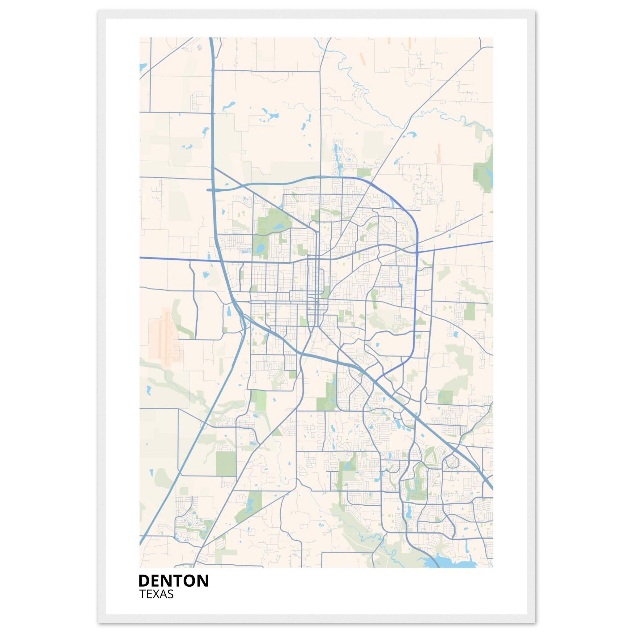 denton map poster print