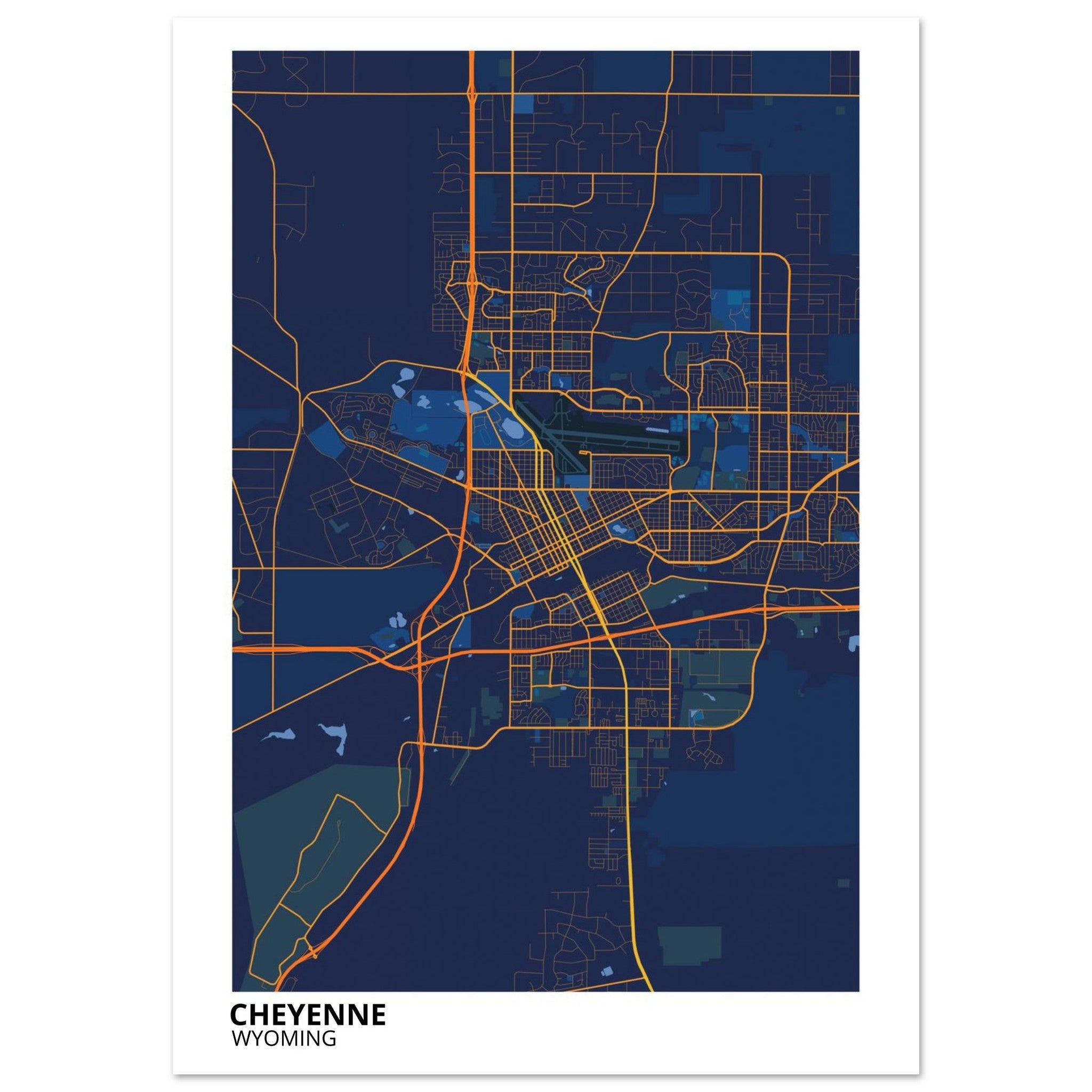 cheyenne map poster print