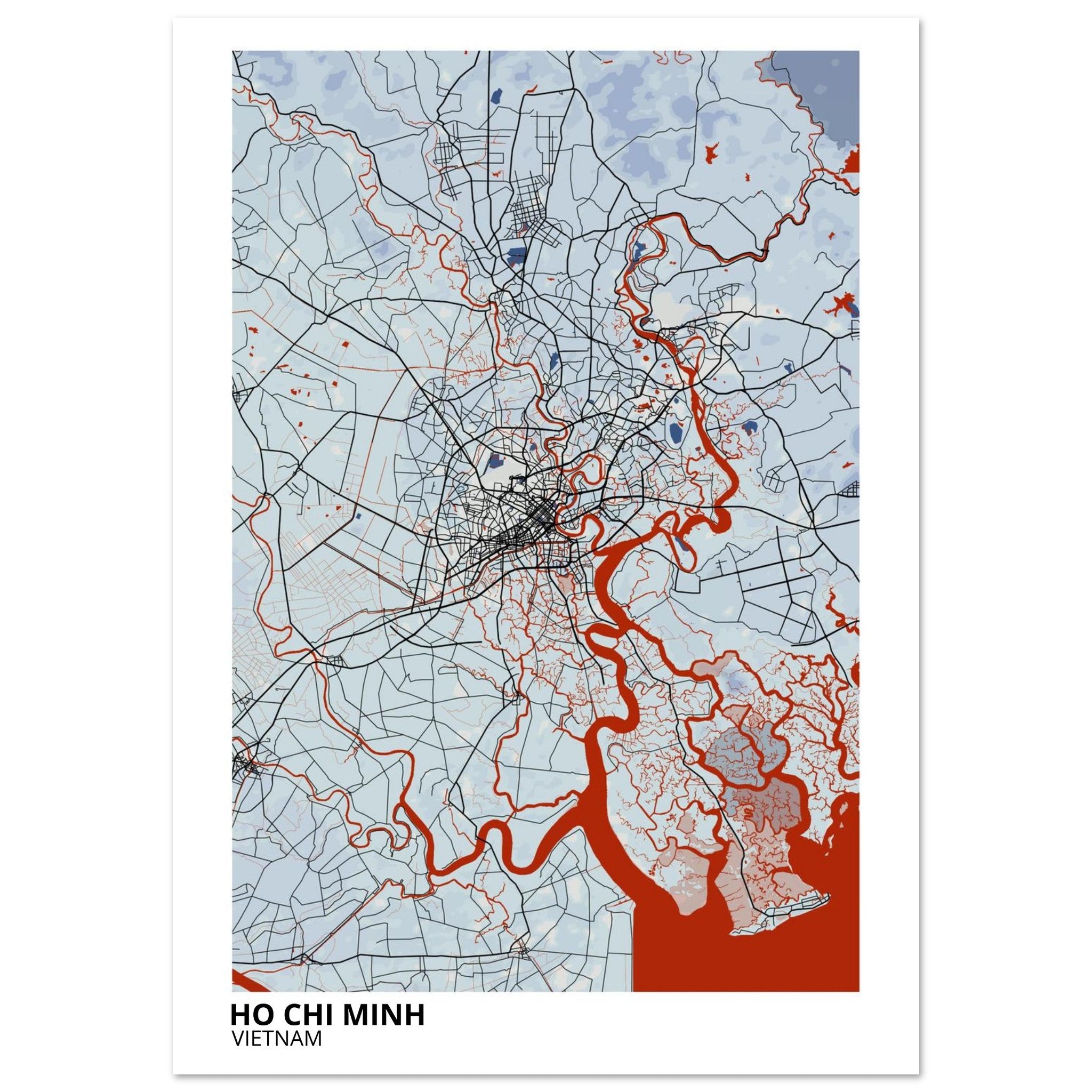 ho chi minh vietnam map poster print