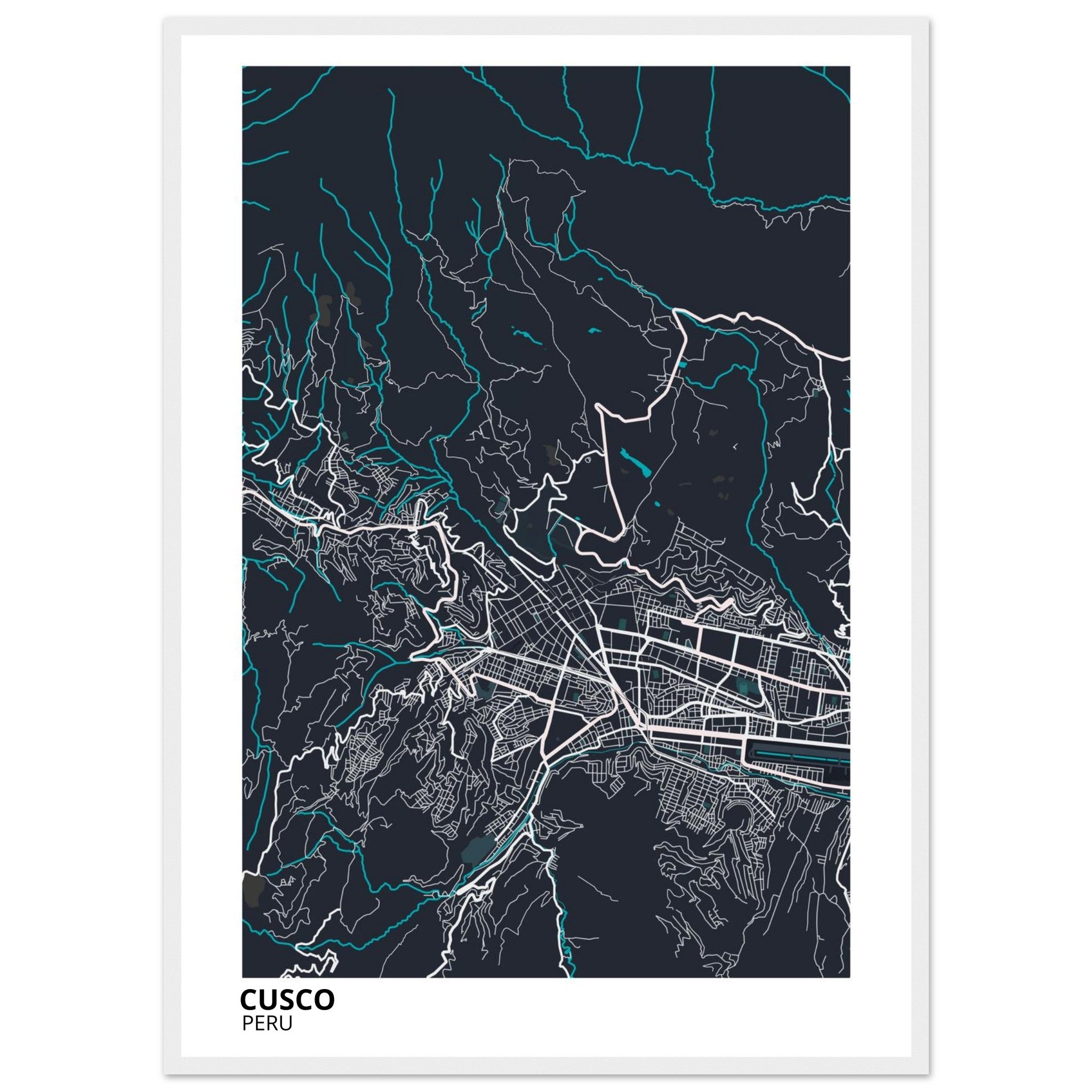 Cusco Peru City Map Poster | Custom Map Art Print - Ink And Atlas