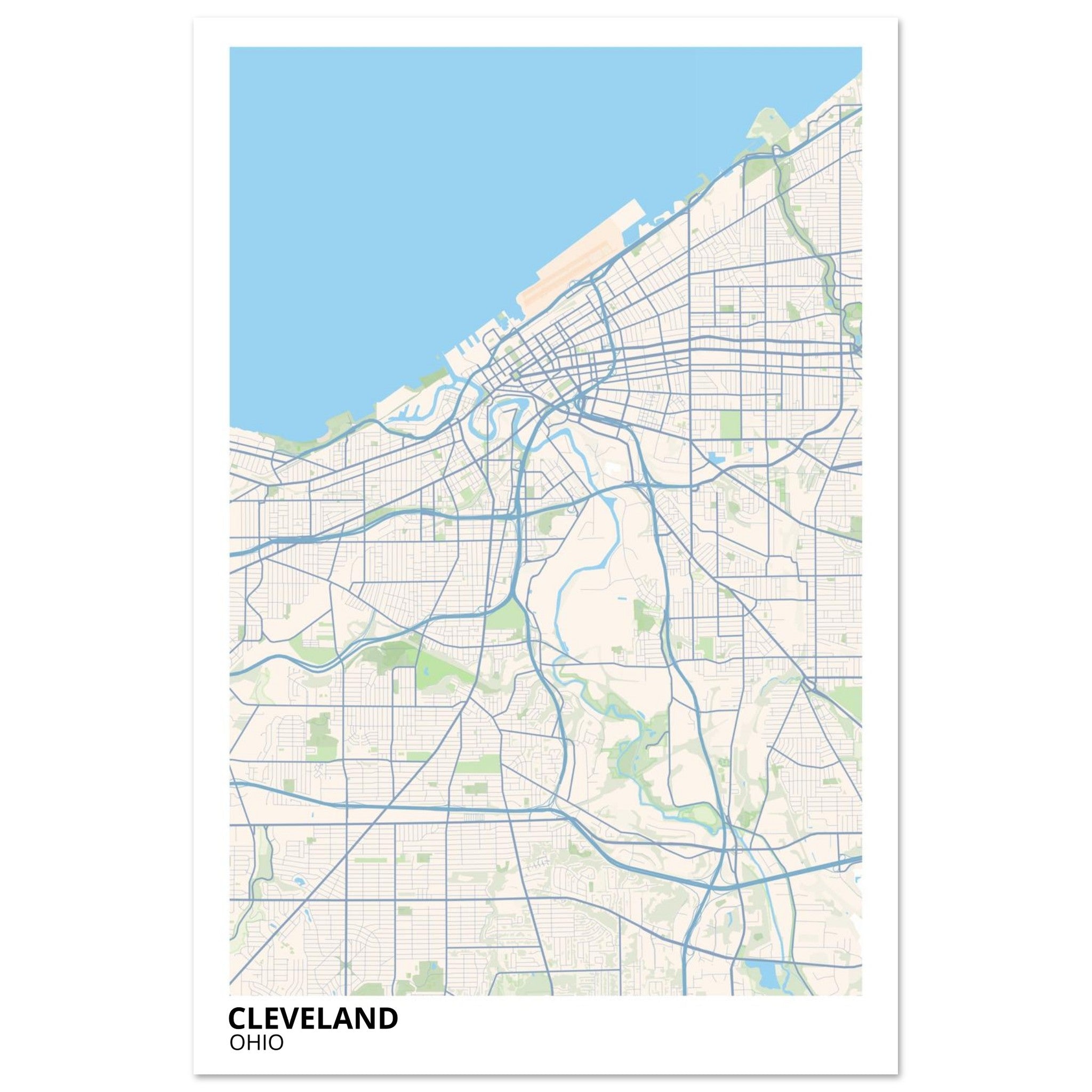 cleveland map poster print