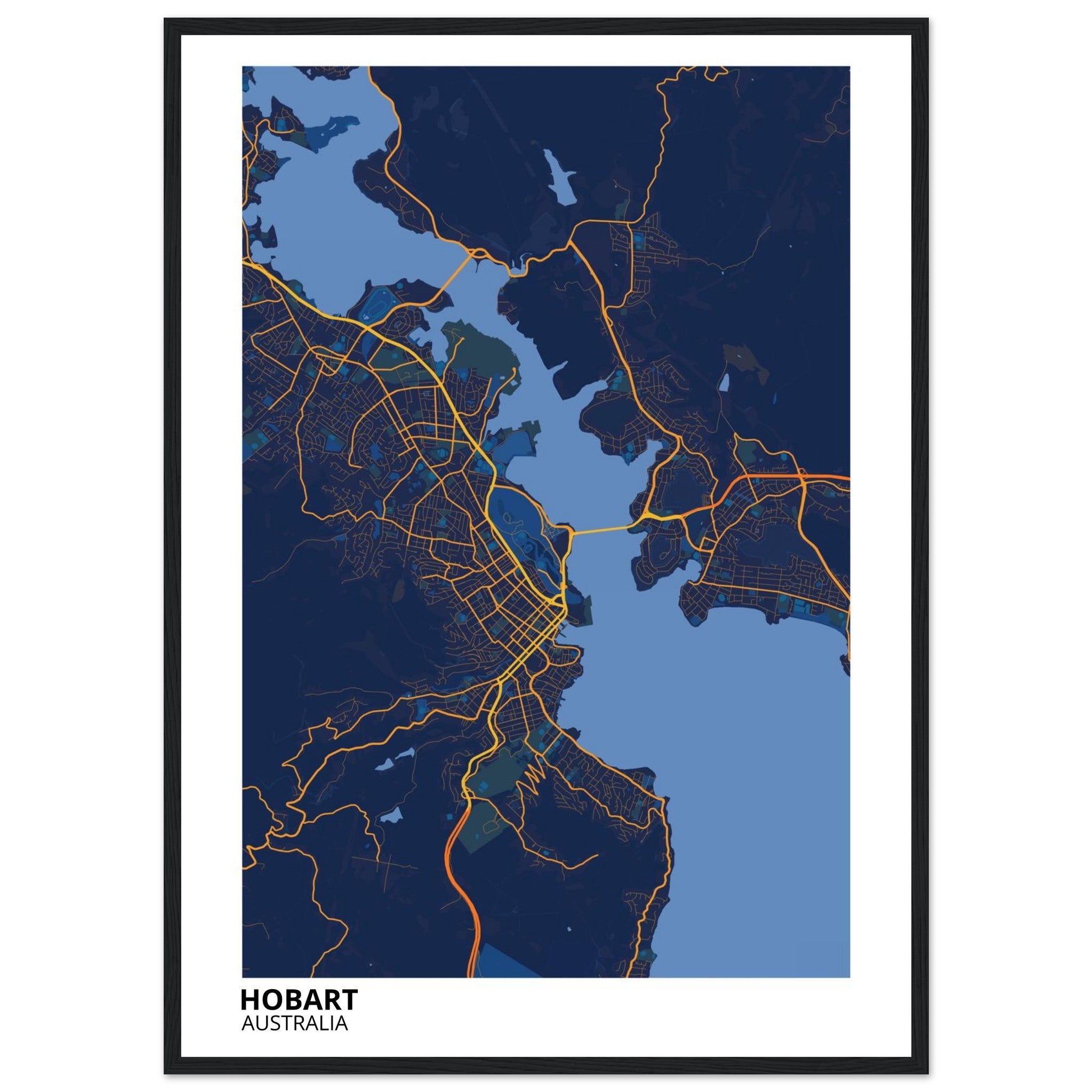 Hobart Australia City Map Poster | Custom Map Art Print - Ink And Atlas
