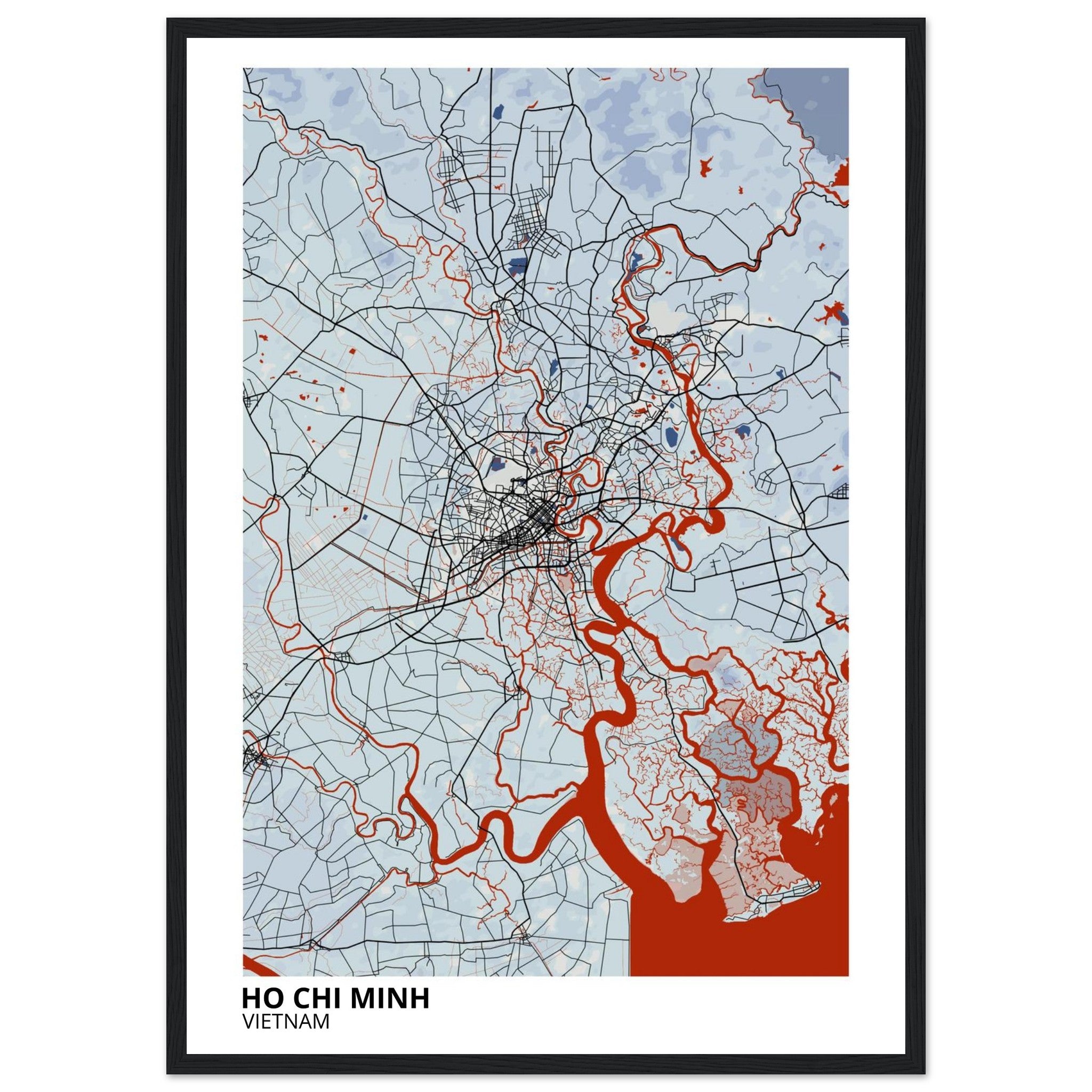 ho chi minh vietnam map poster print