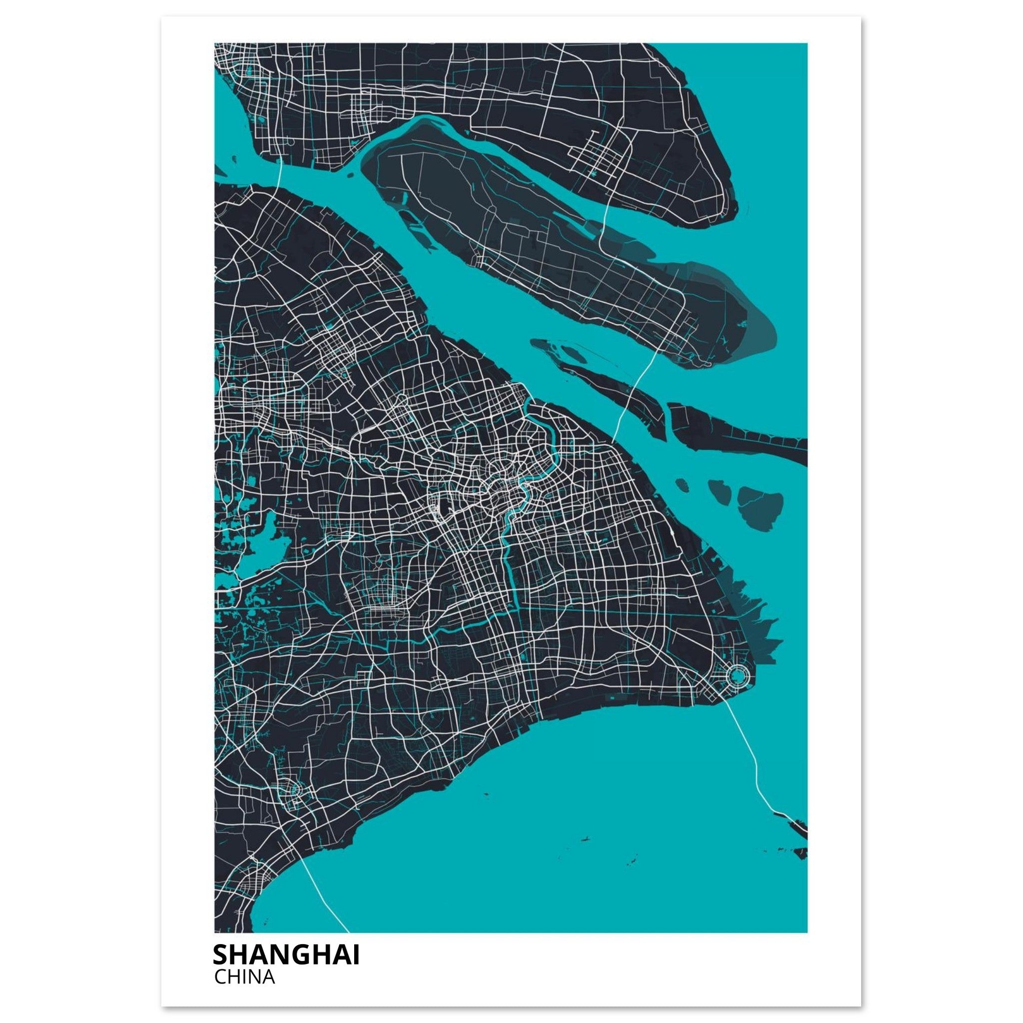 shanghai china map poster print