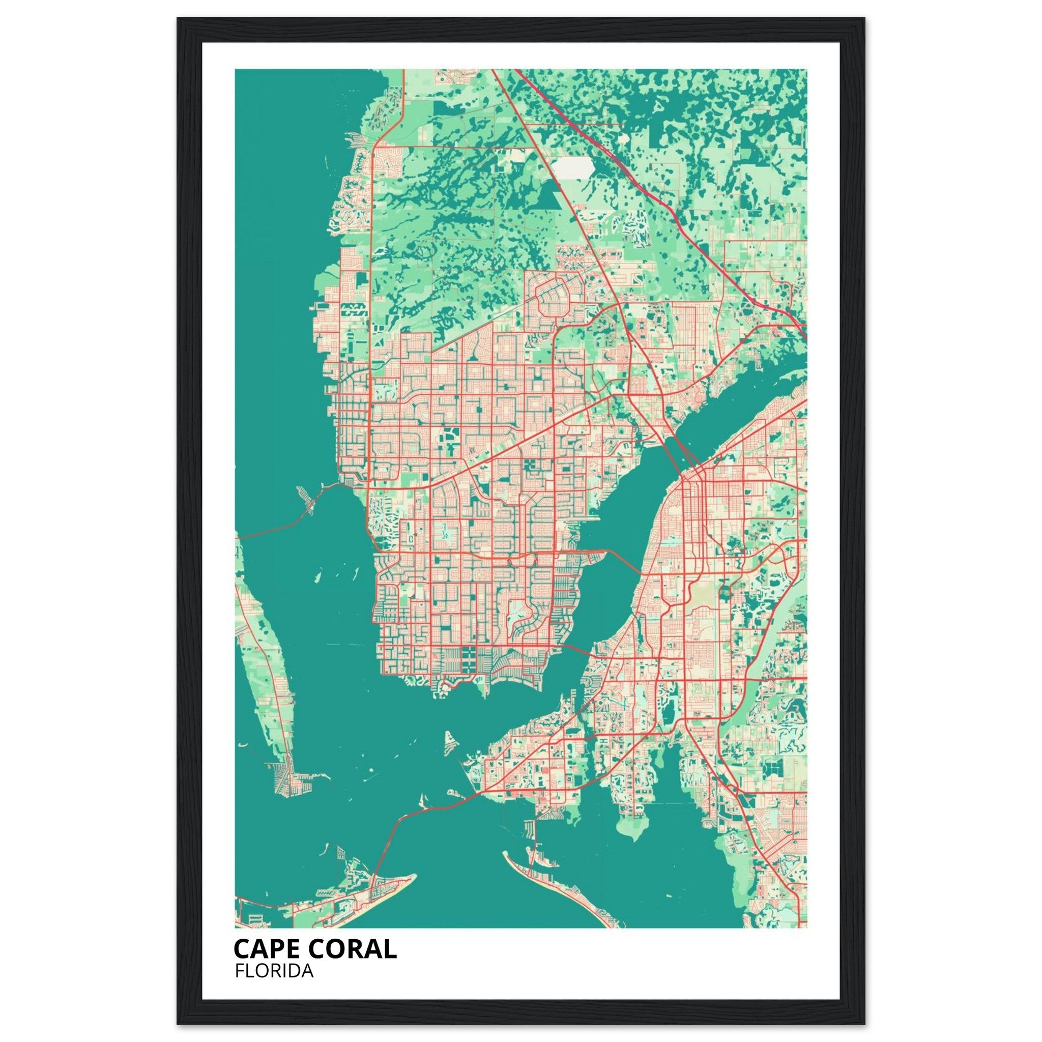 cape coral map poster print